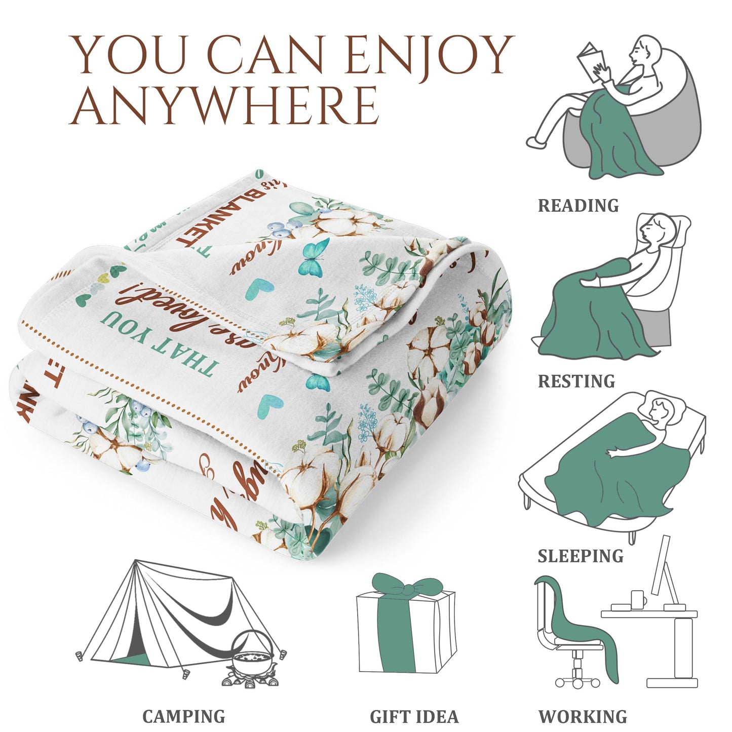 Lviliss Get Well Gifts for Women, Inspirational Gifts for Women, Sympathy Gift, Thinking of You Gifts, Birthday Gifts for Woman, Feel Better After Surgery, Healing Blanket Throw 50“x60”