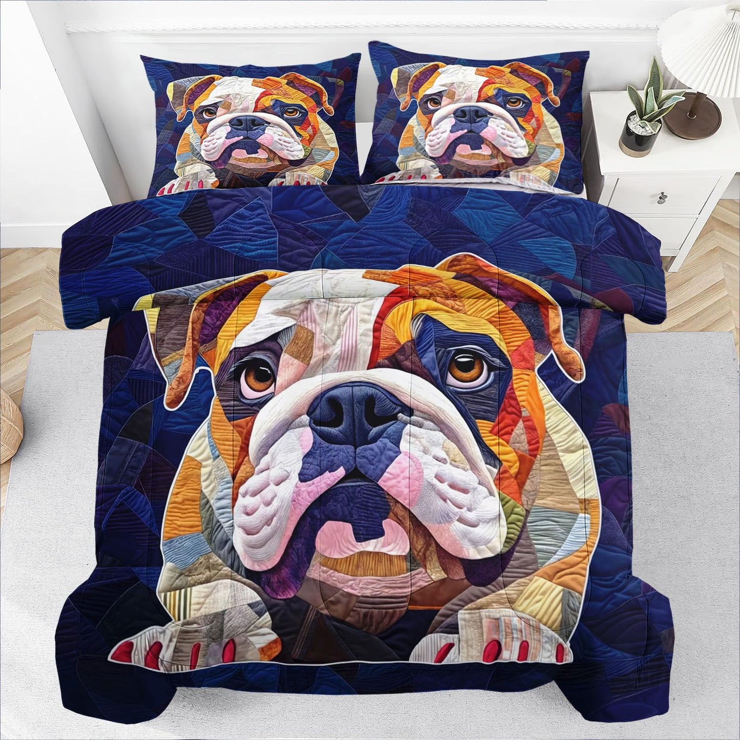 Raphus cucullatus Dog Print Comforter Set,Cartoon Dog Bedding Puppy Comforter Set Twin,Animal Print Twin Size Blue Bedding,Puppy Quilt Animal Print Home Decor