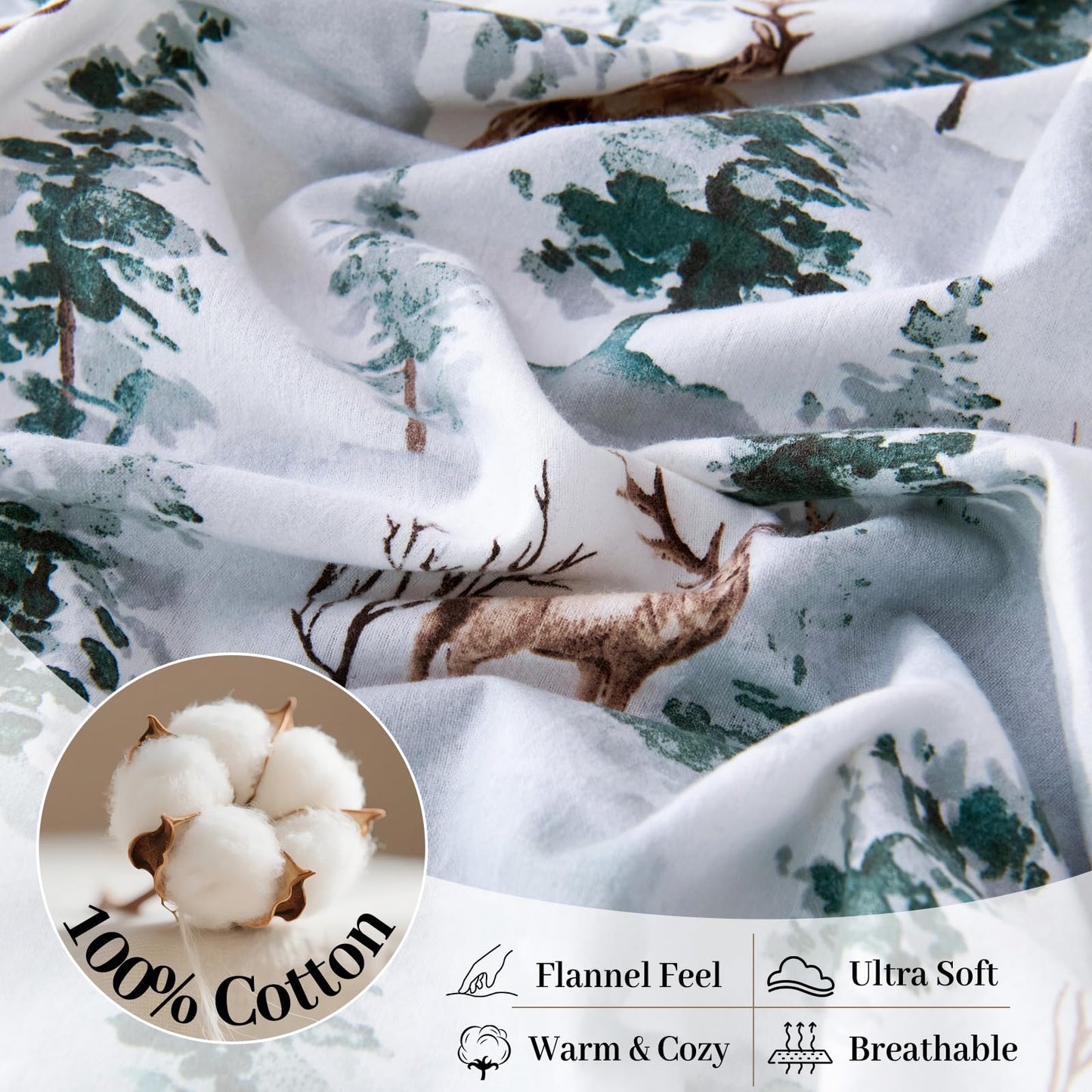 LANYETON 100% Cotton Flannel Fitted Sheet Only, Ultra Soft Cozy Warm Fitted Bottom Sheet for All Season, 16" Deep Pocket, King