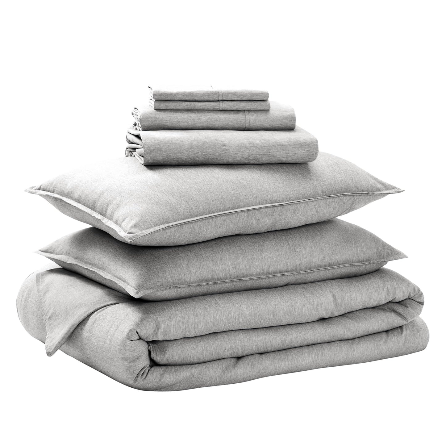 Bare Home Bed-in-A-Bag 7 Piece Comforter & Sheet Set - King - Goose Down Alternative - Ultra-Soft 1800 Premium Bedding Set - Cationic (King, Heathered Pewter)