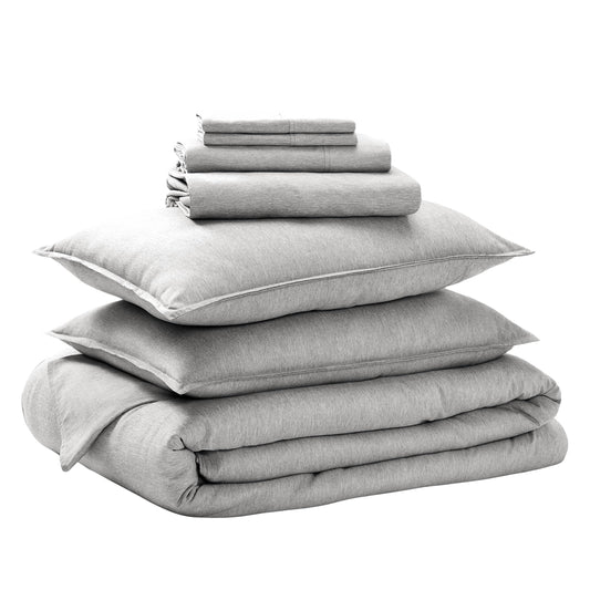 Bare Home Bed-in-A-Bag 7 Piece Comforter & Sheet Set - King - Goose Down Alternative - Ultra-Soft 1800 Premium Bedding Set - Cationic (King, Heathered Pewter)