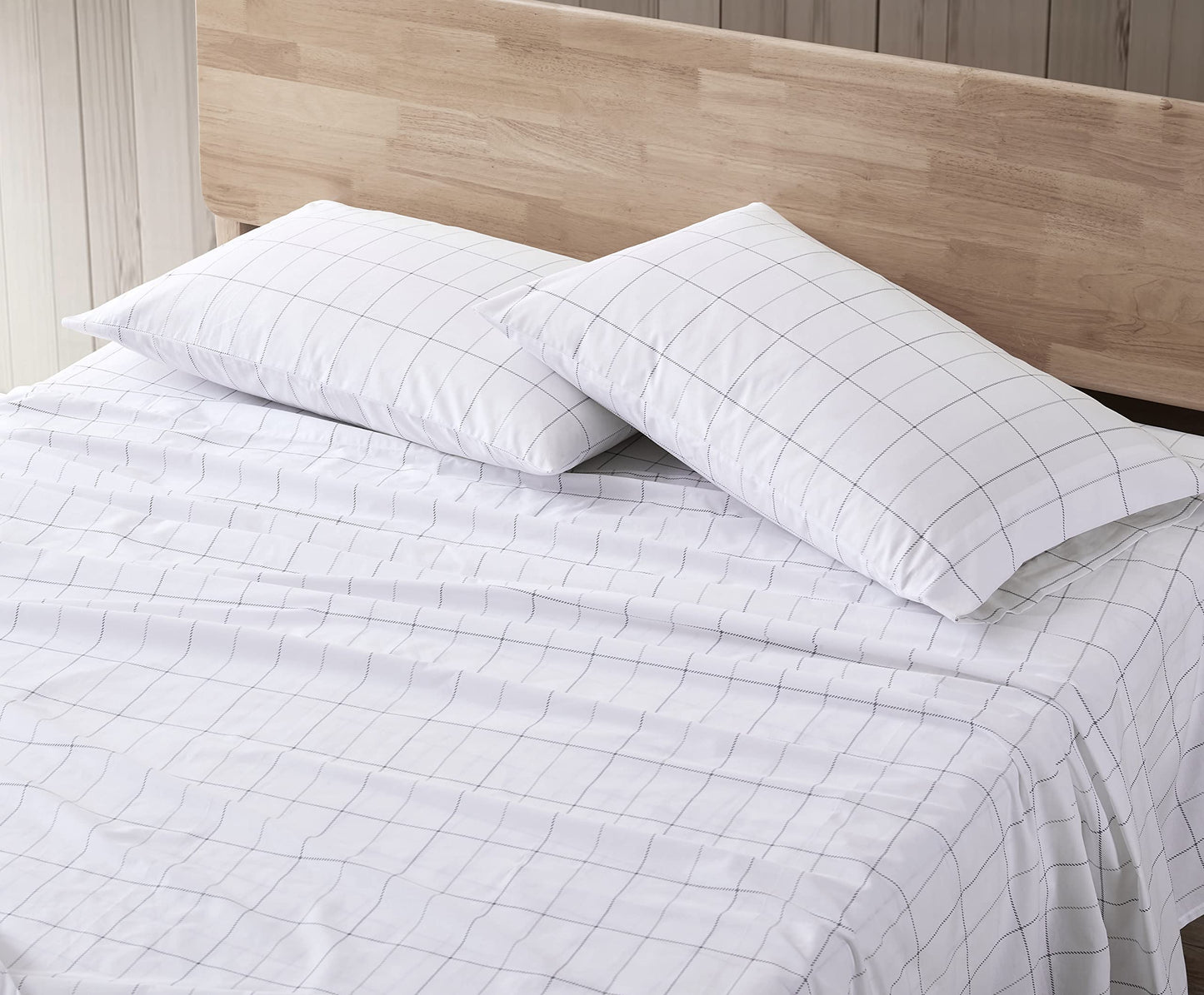 Eddie Bauer - Twin Sheet Set, Cotton Percale Bed Sheets, Crisp & Cool, Ideal Dorm Essentials (Northern Plaid Grey, Twin)