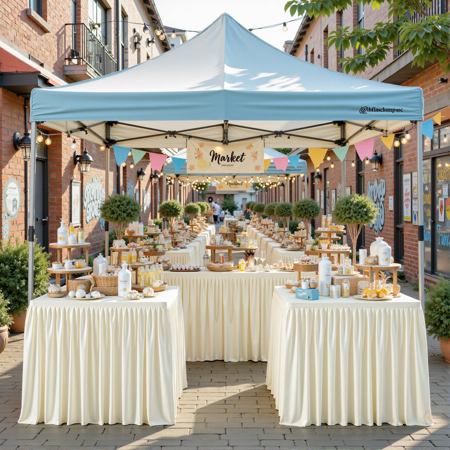 Ivory Square Tableloths 34x34 Inch 2 Packs, Stretch Fitted Square Table Cloth Washable Fabric Card Table Cover with Pleated Ruffle Skirt for Dining,Kitchen,Buffet Parties,Trade Show,Vendor Stand