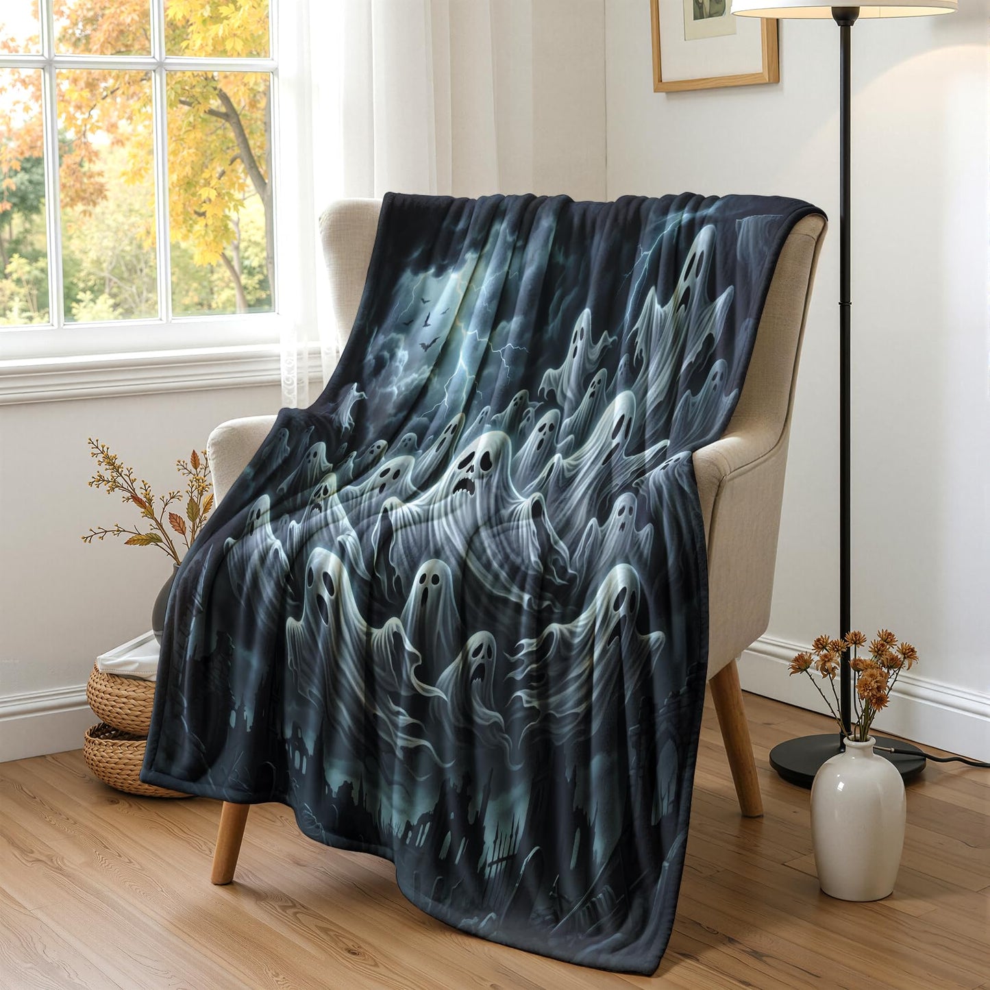 GEDAEUBA Ghost Throw Blankets Halloween - Spooky Fleece Blanket Throw, Soft Cozy Blankets & Throws for Couch, Bed, and Sofa, 50x60 inches