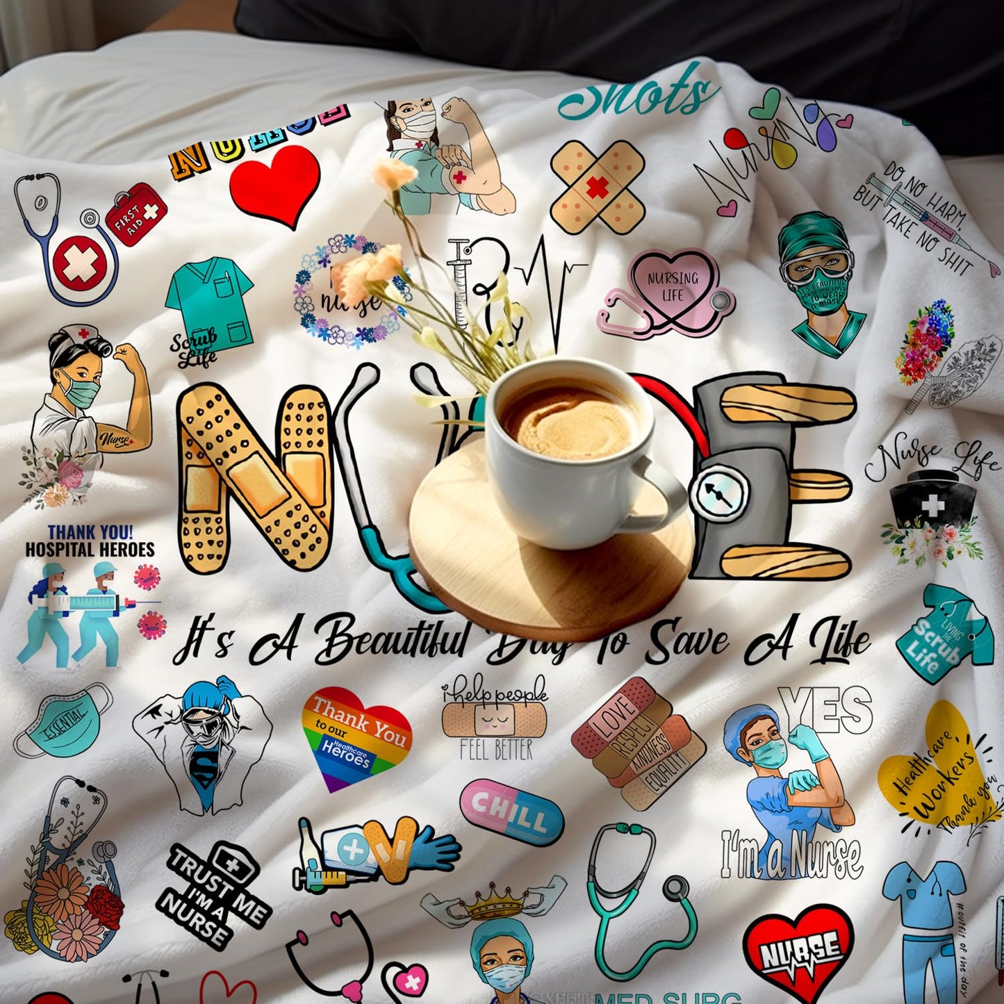 Nurse Gifts for Women Blanket Nurse Practitioner Soft Warm Cozy Flannel Nurses Theme Throw Blankets Gifts for Friend Sister Coworker Nurses 50"x40"