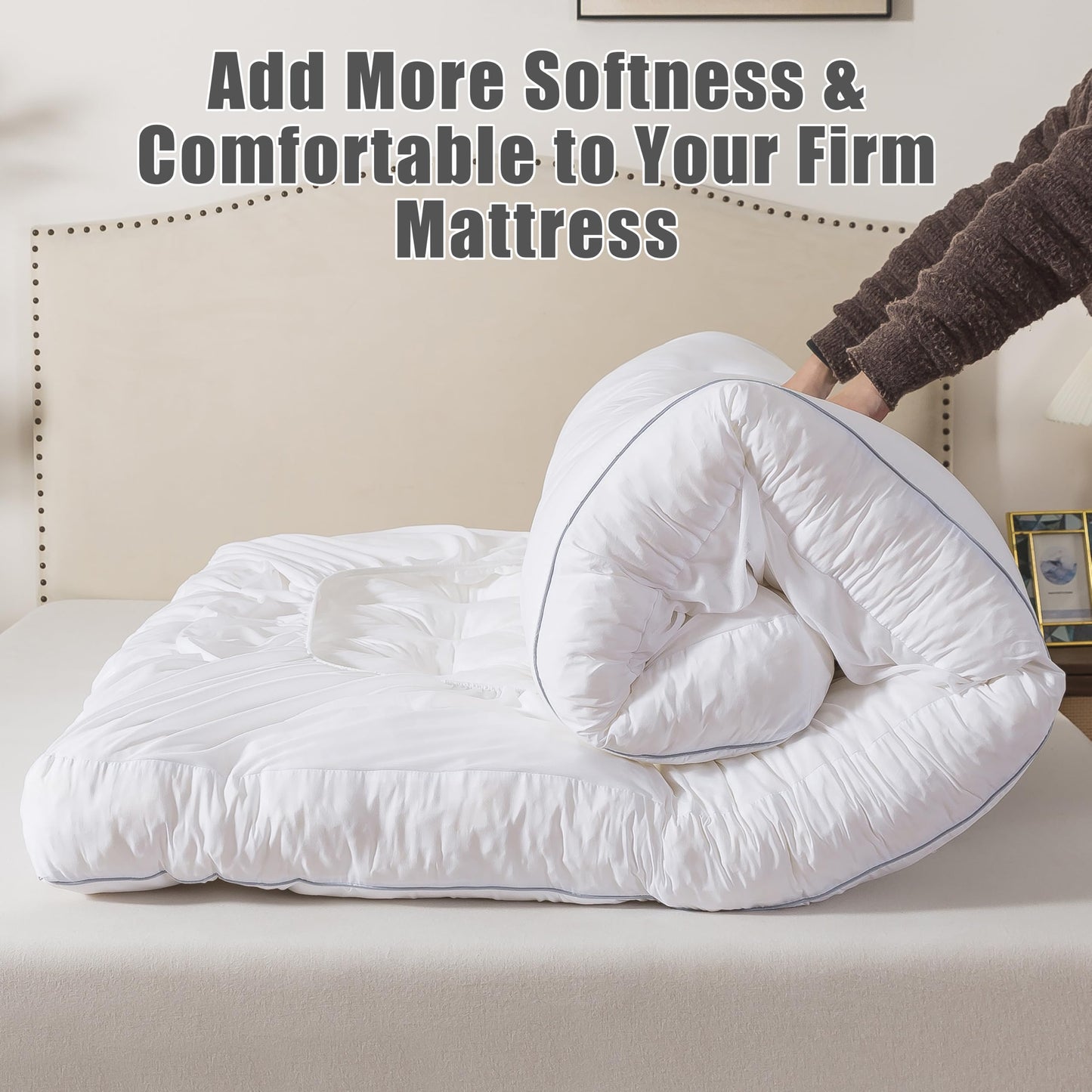 WhatsBedding 5 Inch Memory Foam Mattress Topper Twin Size, Supportive Fluffy Shredded Memory Foam Filled Pillow Top, Extra Soft Bed Topper with Deep Pocket, 39x75x5 Inch