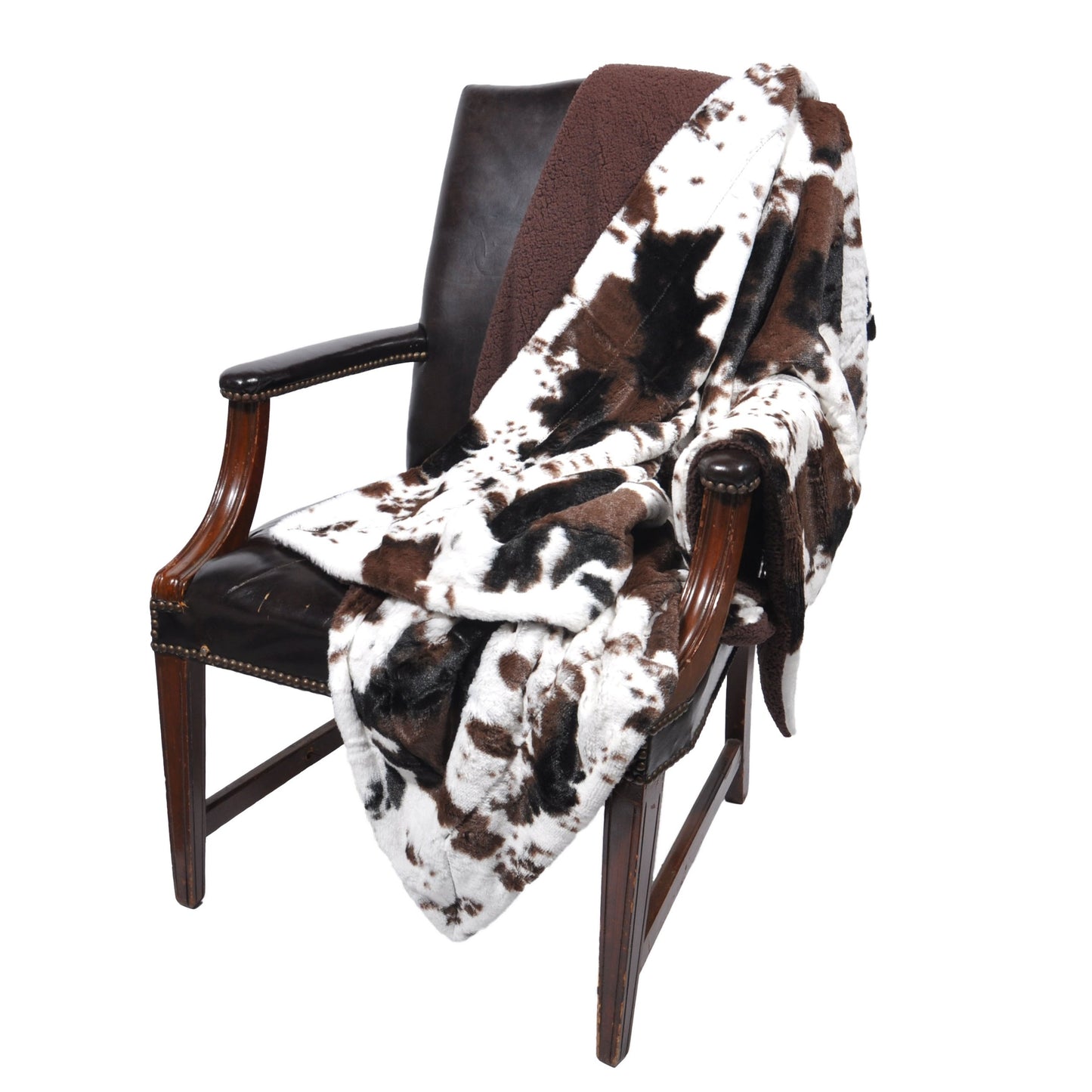 Tadpoles Double Layer Throw Blanket - Reversible Plush & Sherpa Cowhide Quilt - Lightweight Camping & Picnic Blanket - Soft Cozy Bed & Sofa Throw - 50 x 60 in, Cowhide