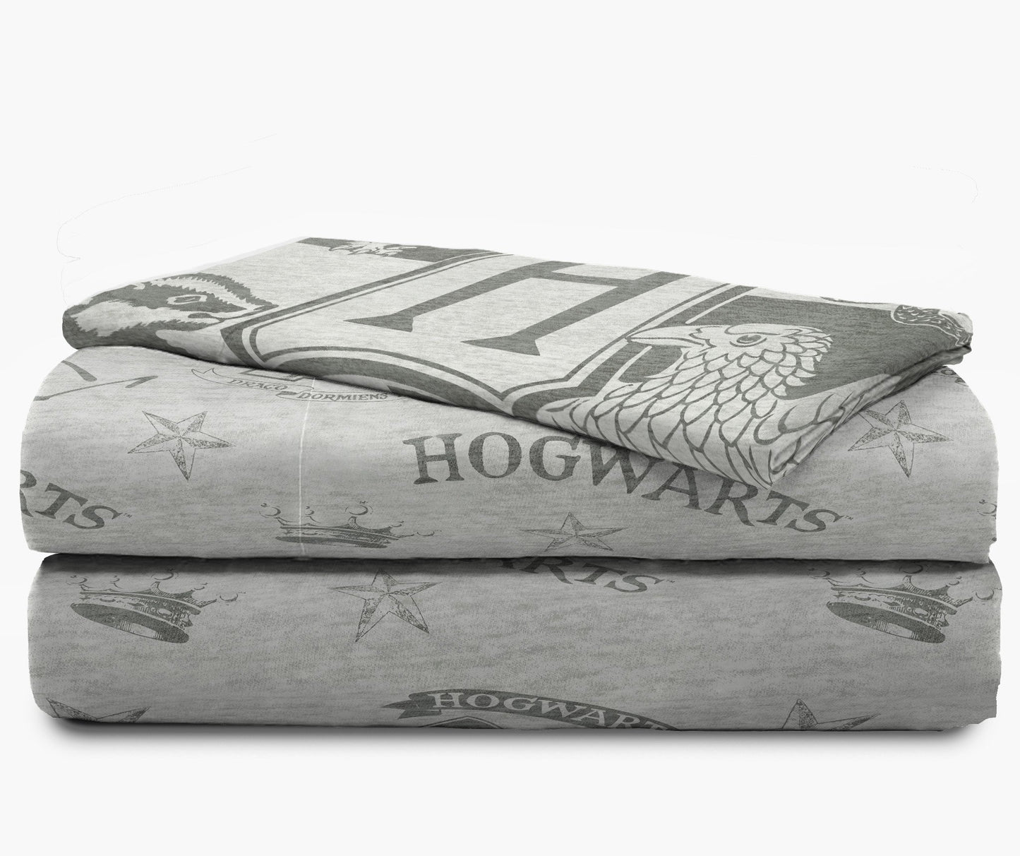 Jay Franco Kids Sheet Set with Fitted, Flat Sheets & Pillow Cover - Ultra-Soft Bedding with Pillowcase for Room Decor, Gray - Harry Potter, 3 Piece Twin