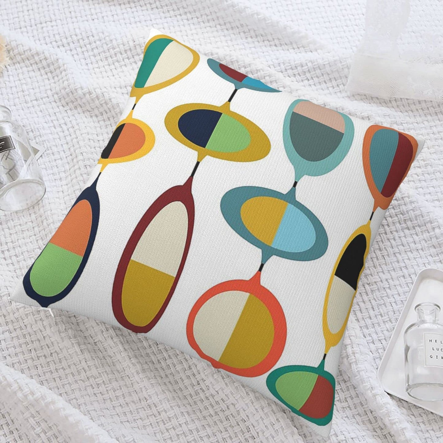 HANGWWZQ Mid Century Modern Square Pillow Case Throw Pillow Covers Decorative Pillowcase Cushion Cover with Car Couch Sofa Chair Bed Living Room 18x18 Inch