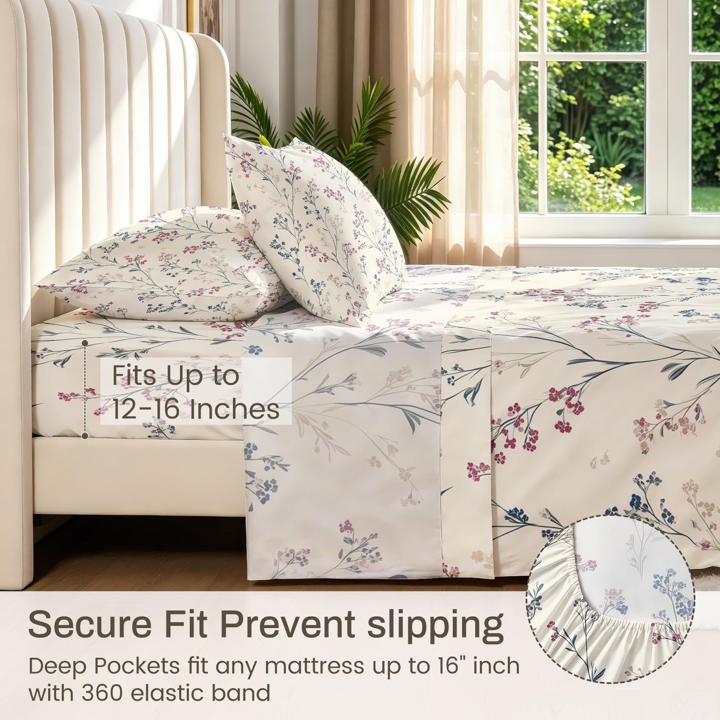 Wildflower Full Bedding Set Minimalist Floral Sheet Sets