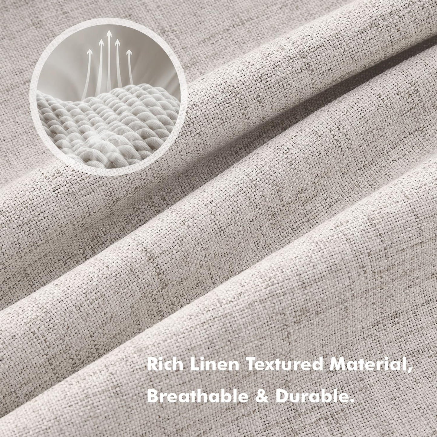MIULEE 100% Blackout Linen Curtains for Bedroom, Ivory Solid Luxury Decor Thermal Insulation Room Darkening Drapes for Living Room Back Tab Rod Pocket 42 x 84 Inches, 2 Panels