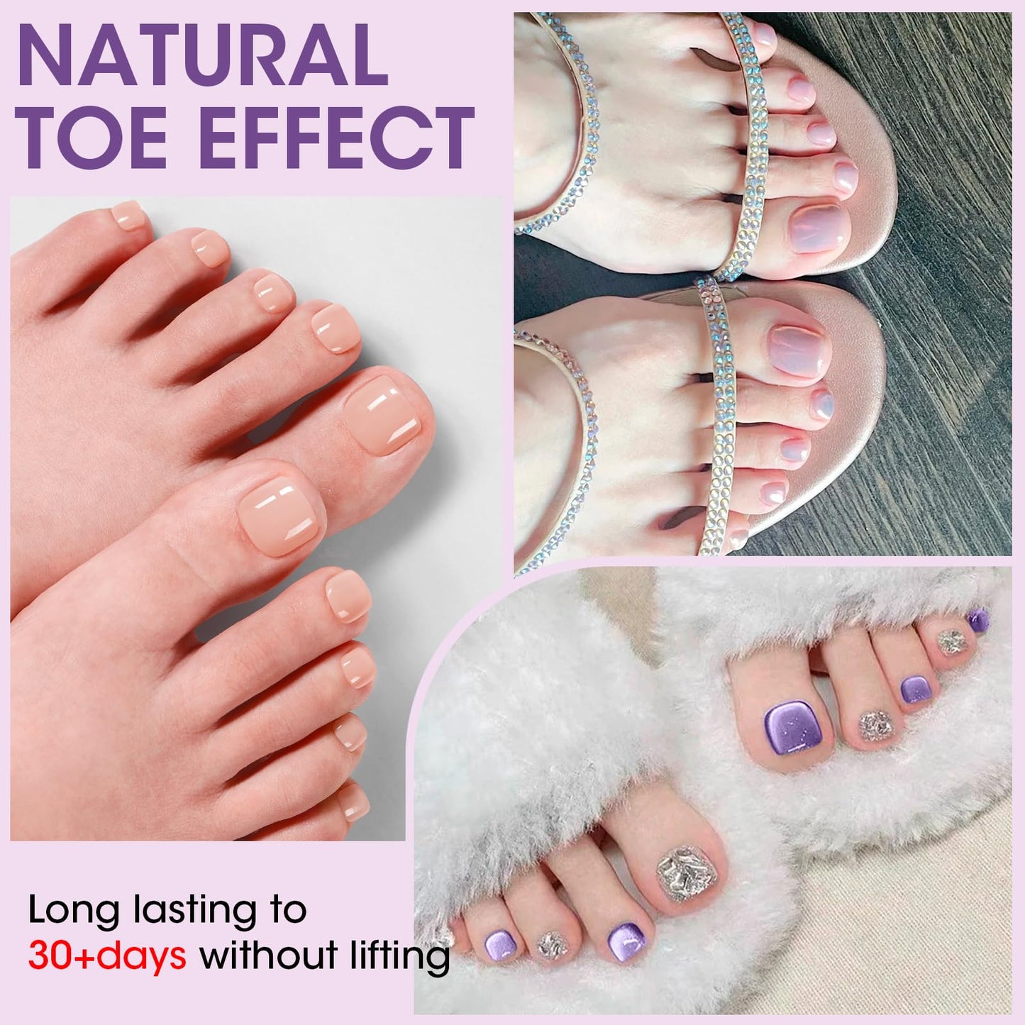 Gellen Press On Toenails 300PCS Short Square Toe Nail Tips Full Cover Matte Soft Gel Fake Toenails, 12 Sizes Clear Toe Nail Extensions with Easy Handle for Pedicure DIY Home Nail Salon