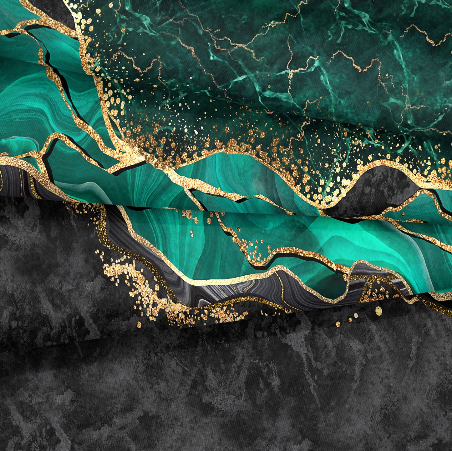 Queen Comforter Set Emerald Green, Marble Bedding Comforter Set, Metallic Foil Print Black Gold Bedding Dark Green Abstract Modern Comforter Set