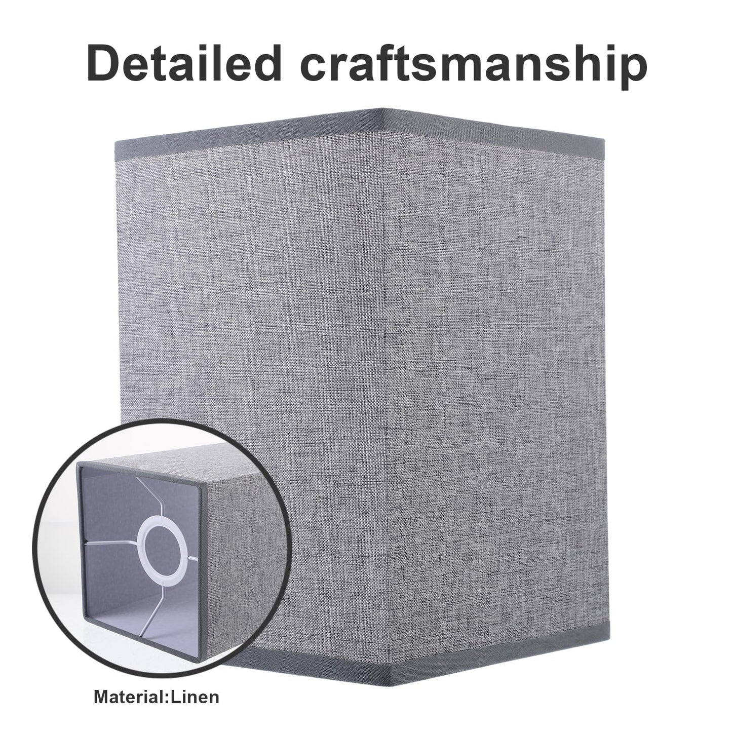 Baluue Square Lamp Shade 7.87X5.51X5.51 Inch Linen Light Cover for Floor and Table Lamps Soft Diffused Lighting Eye Protection Bedroom Living Room