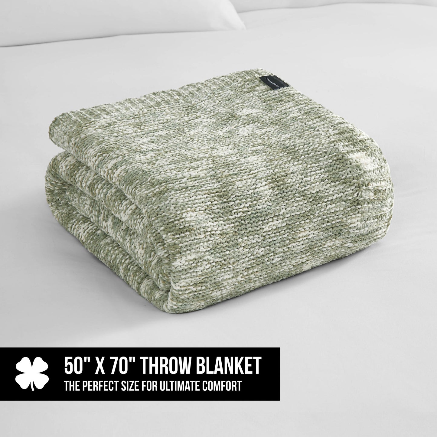 Lucky Brand Logan Taupe/Sage Chenille Knit 50"X70" Throw Blanket - Luxurious Soft Blanket for Ultimate Comfort and Cozy Warmth