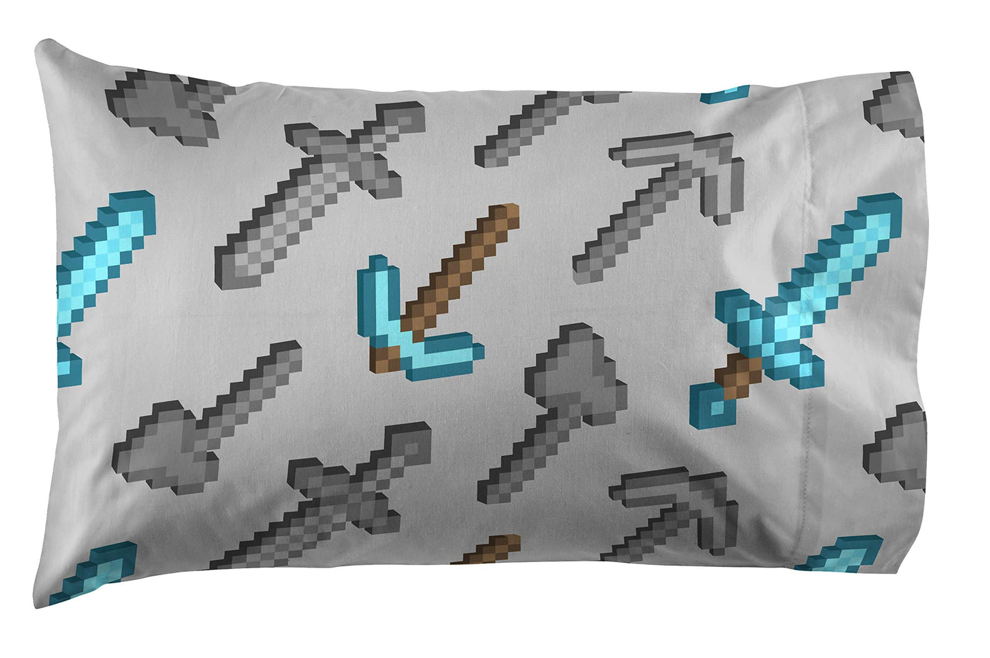 Jay Franco Minecraft Isometric 5 Piece Full Bed Set - Includes Comforter & Sheet Set - Bedding Features Creeper - Super Soft Fade Resistant Polyester - (Official Minecraft Product)