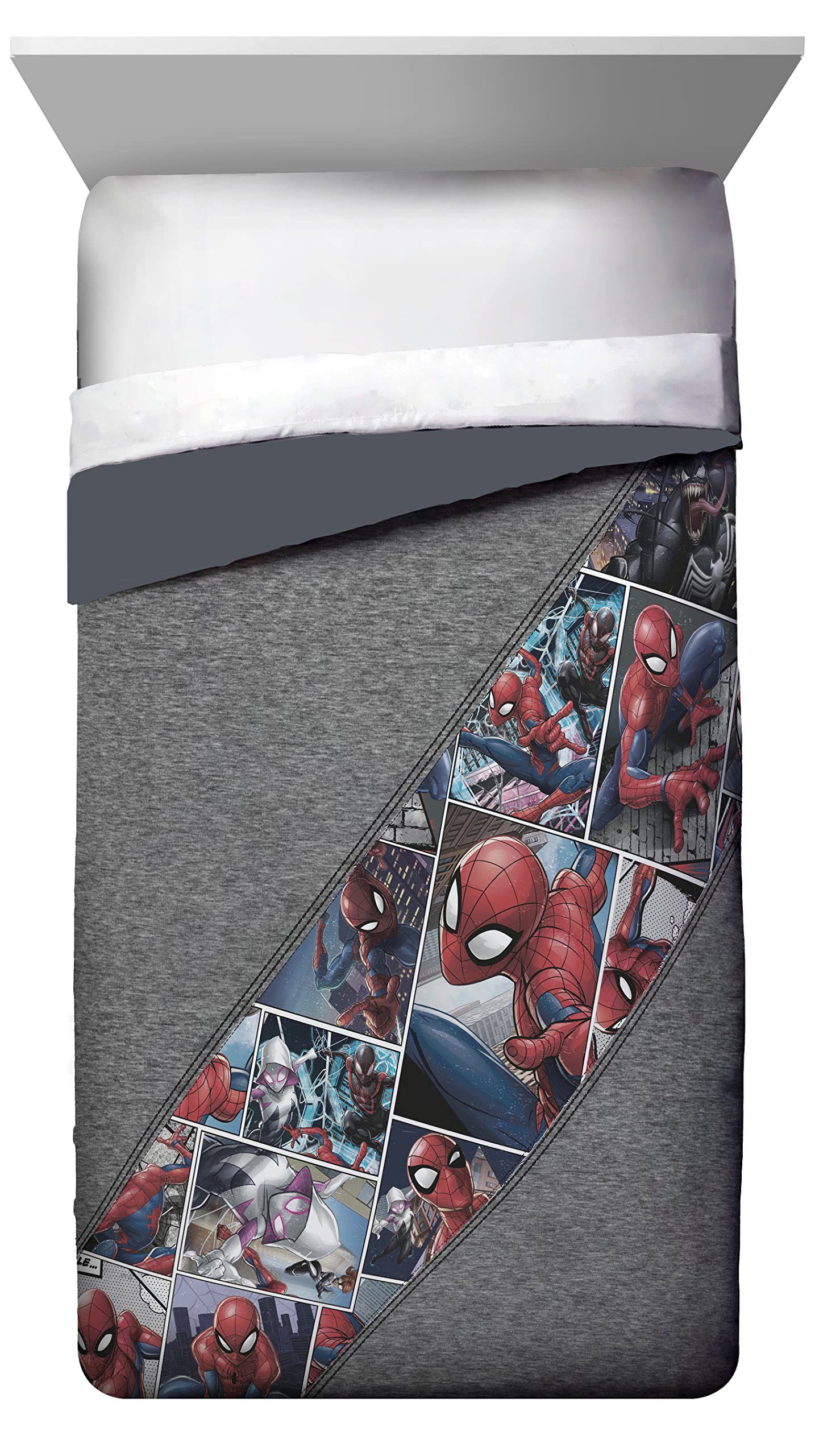 Jay Franco Marvel Spiderman Grunge Twin Comforter & Sham Set - Super Soft Kids Bedding - Fade Resistant Microfiber (Official Marvel Product)