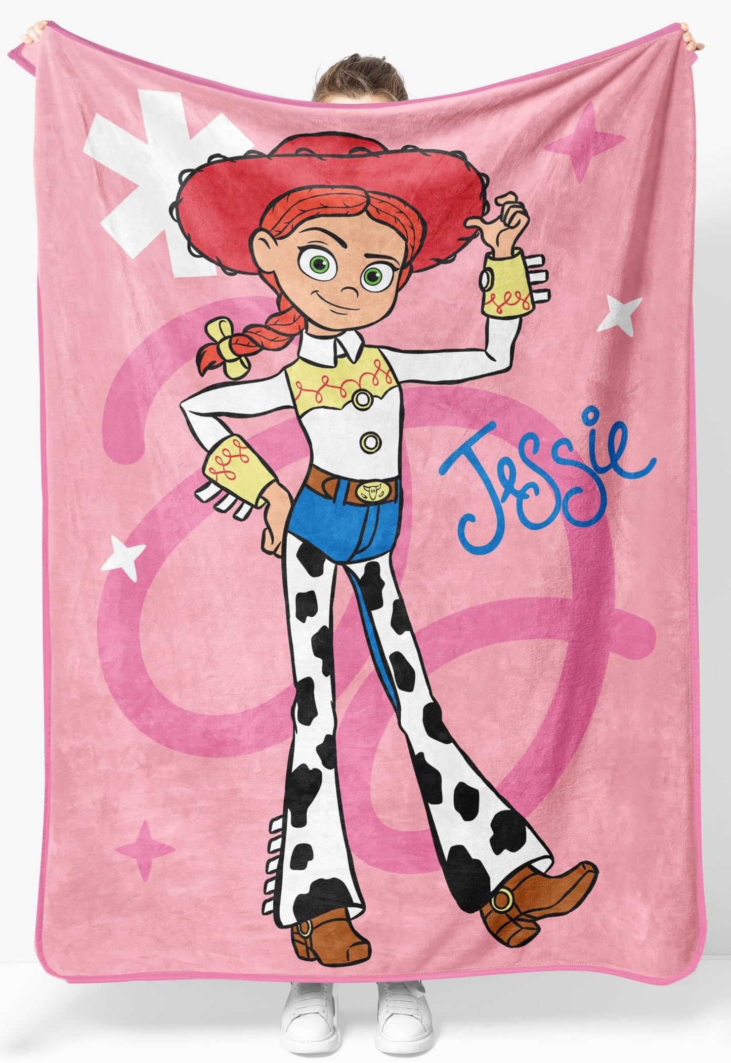 Jay Franco Plush Throw Blanket – 46" x 60" Inches Kids Hero Soft & Cozy Fleece Throw for Bedroom & Couch Décor, Official Licensed Product, Pink - Toy Story Jessie