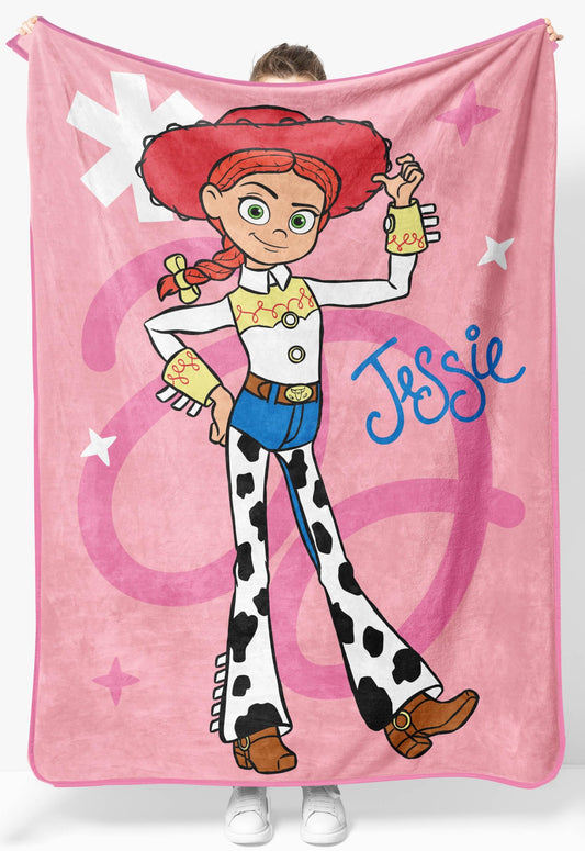 Jay Franco Plush Throw Blanket – 46" x 60" Inches Kids Hero Soft & Cozy Fleece Throw for Bedroom & Couch Décor, Official Licensed Product, Pink - Toy Story Jessie