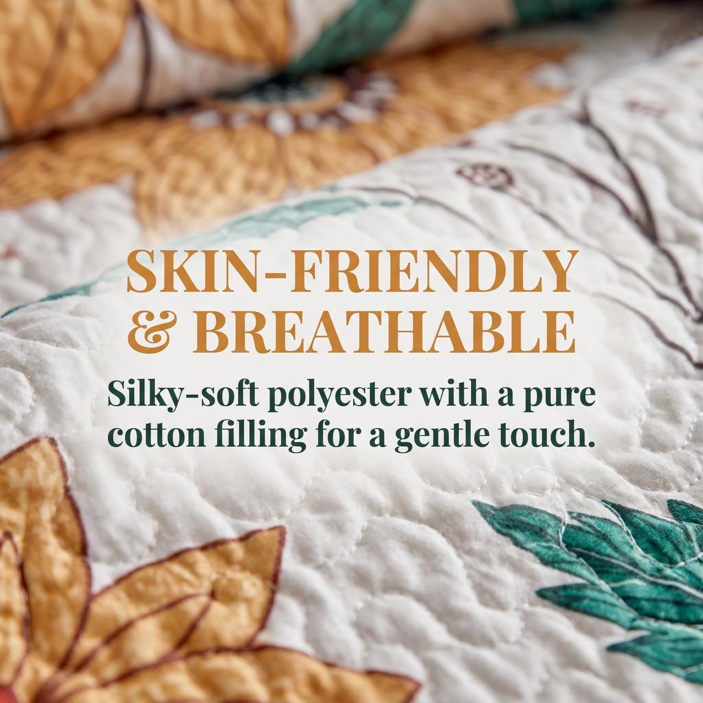 SANOCAY Boho Floral Quilt Set Full Size, 3 Piece Lightweight Summer Bedding Set with 2 Pillow Shams, Soft Reversible Microfiber Bedspread, Farmhouse Coverlet for All Season (Sunflower, Full)