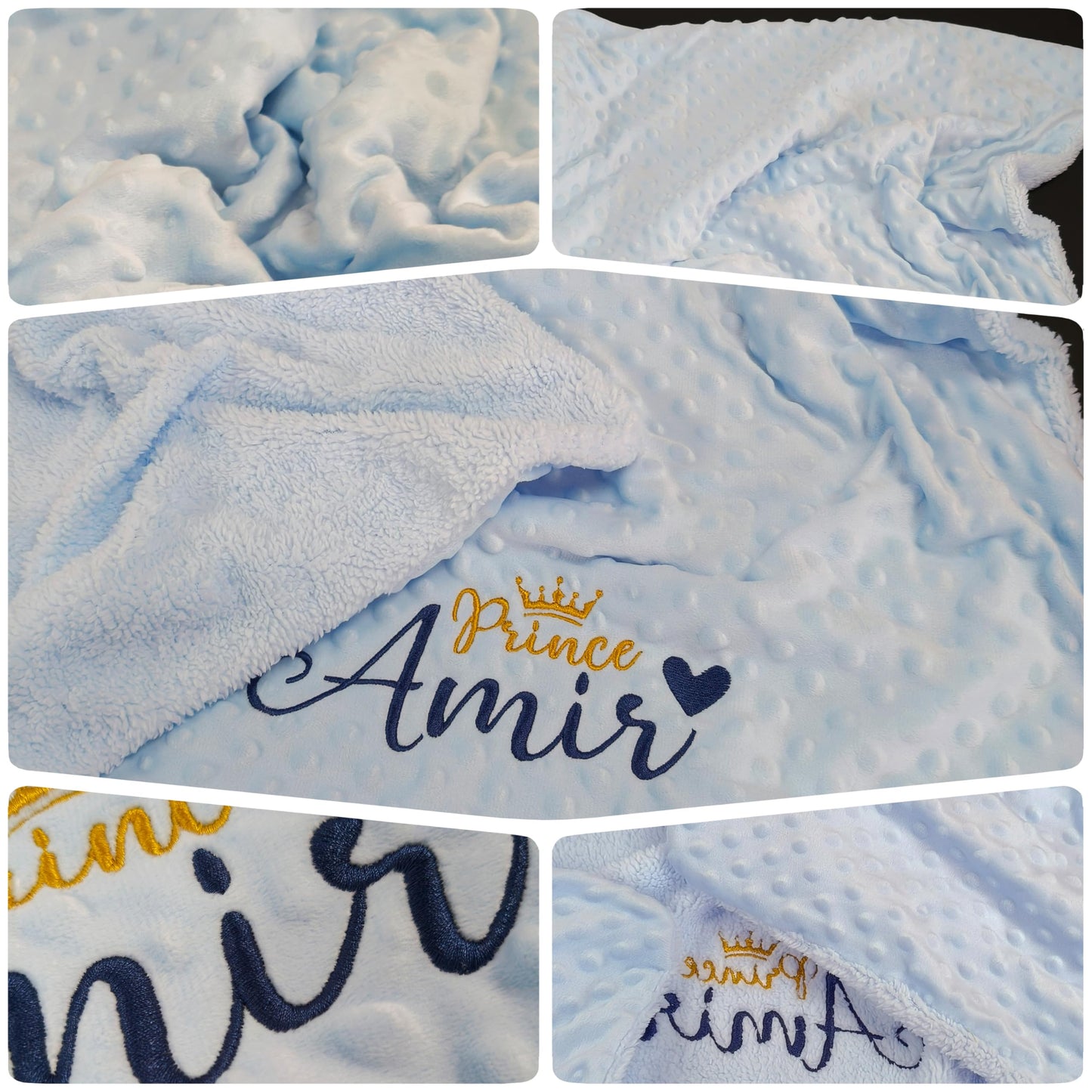 Bella's Giftshop Personalized Baby Blankets for Boys, Custom Embroidered Minky Fleece Baby Blanket with Name, Perfect Newborn Shower Christening Birthday Gifts, Ultra Soft, 27 * 35 inch-Blue