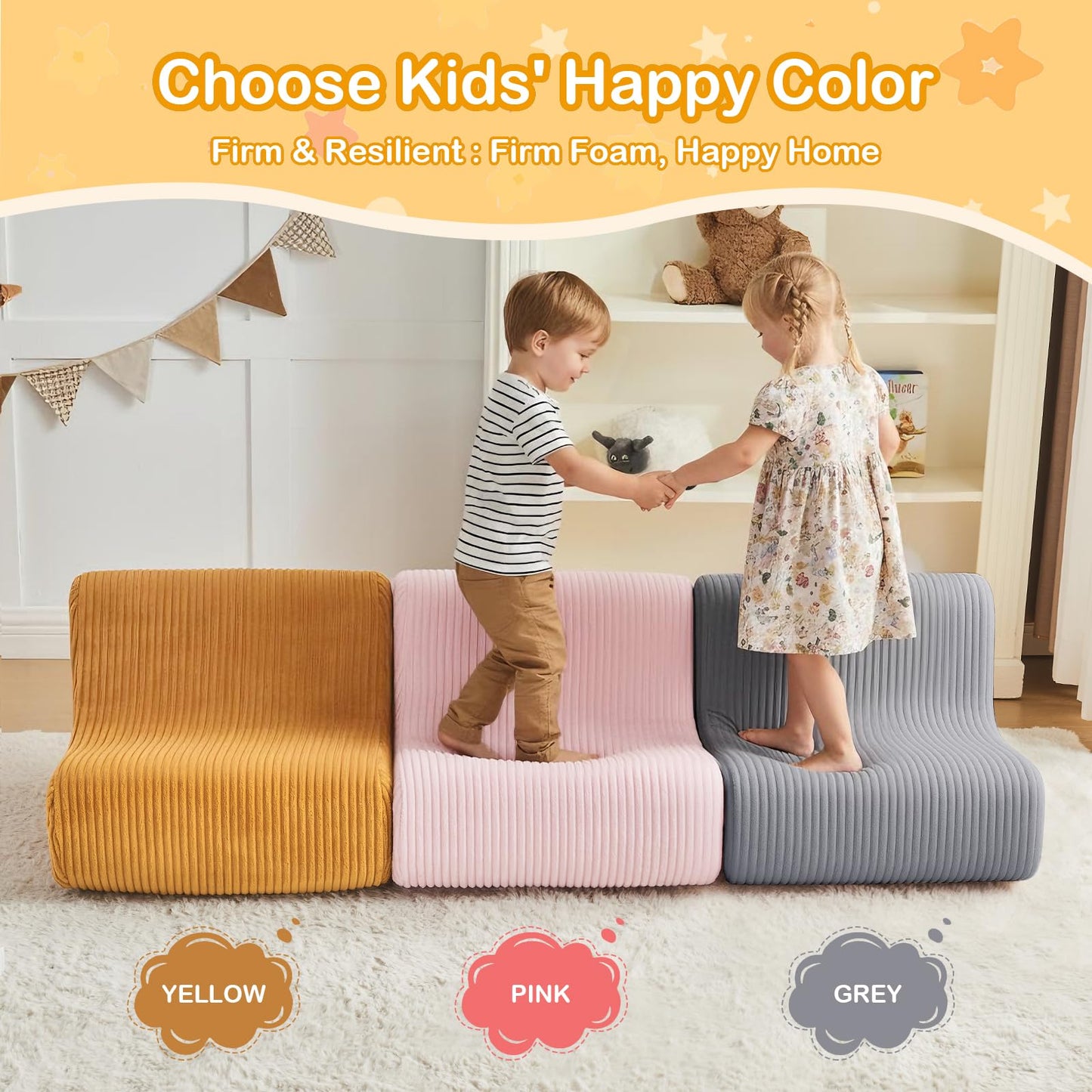 DAICO Kids Bean Bag Chair Ultra-Soft Toddler Bean Bag Sofa with Handle, Small Toddler Comfy Lazy Lounger Reading Foam Chairs for Playroom or Bedroom - Birthday Gift for Boys and Girls