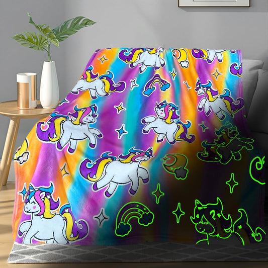 Unicorn Glow in The Dark Blanket, Unicorn Blanket for Girls/Kids, Unicorns Gifts for Girls Age 3-12, Toddler Blanket for Kids, Soft Fleece Blanket Throw Birthday Gift 40"x60"