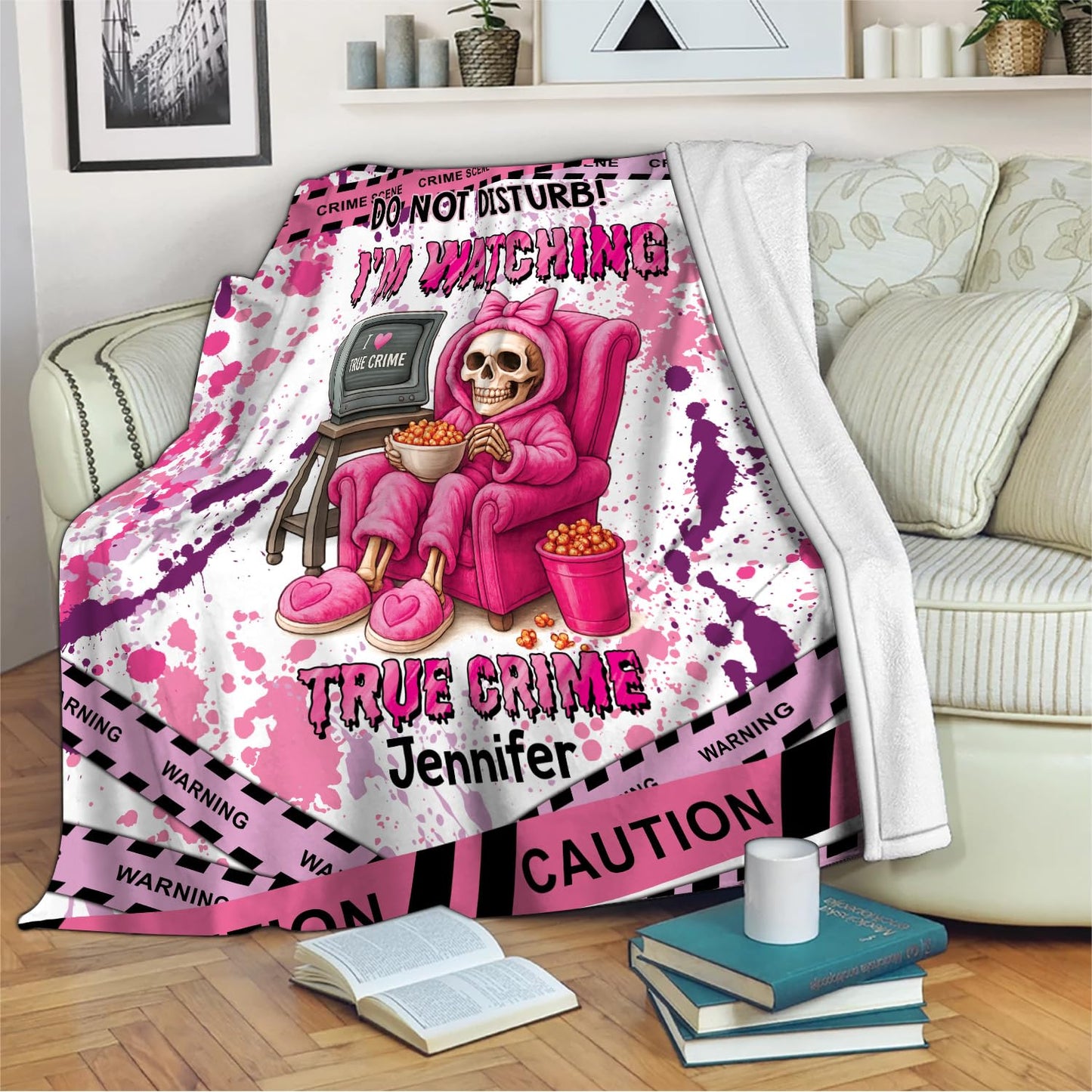 Personalized Crime Show Watching Blanket with Cozy Throw Blanket for Detective Story Fans, Crime Show Fans, Mystery Gifts, Soft Fleece Couch Bed Throws for Women & Men (#5)