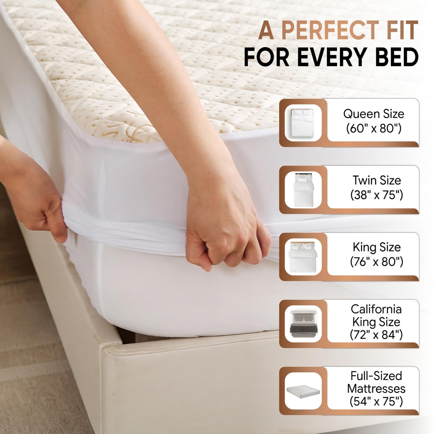 Luxury Quilted Organic Cotton Mattress Protector Twin Size - Premium 380 GSM Waterproof & Breathable Pad - Deep Pocket Fitted Cover - Soft & Silent Protection