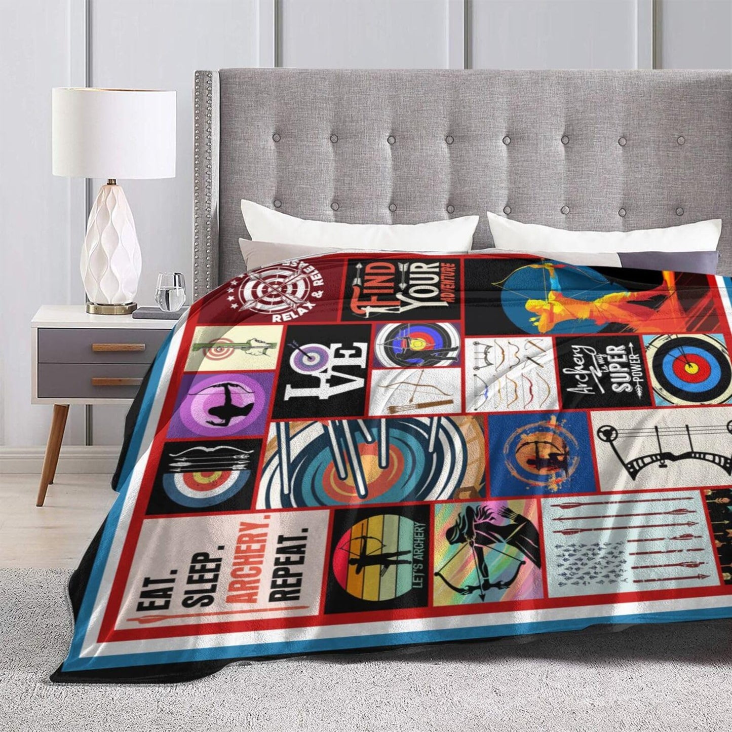 Archery Throw Blanket Sports Blankets Fleece Plush Flannel Super Soft Cozy Warm Lightweight Archery Sports Decor Gifts for Boys Girls Kids Adults Men Women 40" x 50"