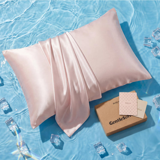 Bedsure Cooling Pillowcase for Hot Sleepers, Silk Like Pillow Case Queen Size Set of 2, Reduce Wrinkles & Frizz-Free Hair, Infused with HA & Ceramides for Skin, Hidden Zipper, Queen, Pink