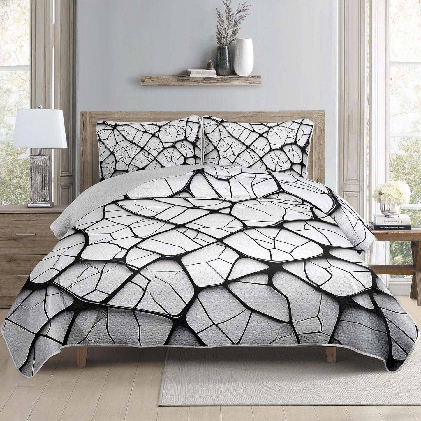 QOOMO Fragments Pattern Kids Quilt Set,Crack Print Bedding Set Twin Size,Room Decoration Soft and Lightweight for All Seasons,1 Quilt 2 Pillowcases