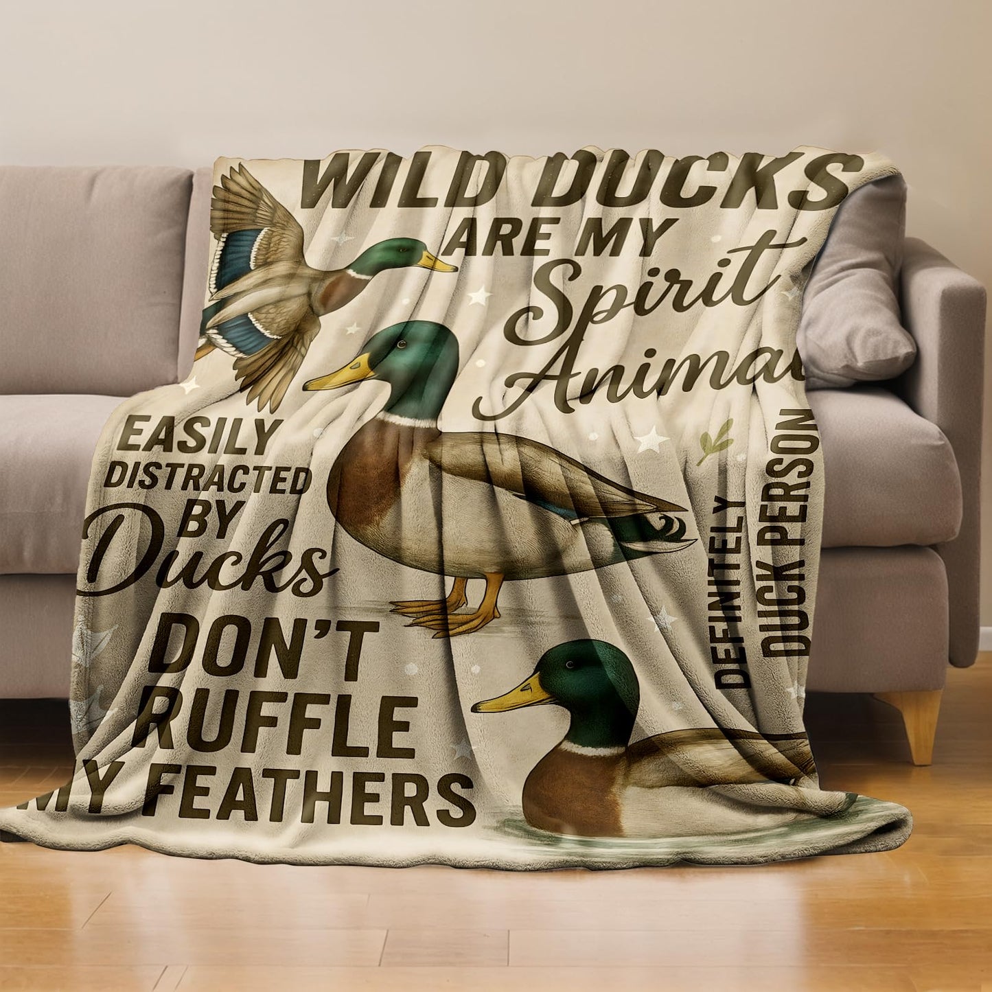RQTWC Duck Throw Blanket Gifts for Boys Girls Kids Adults, Funny Wild Duck and Spirit Animal Theme Flannel Blankets for Travel Sofa Living Room Decor 50"X60"