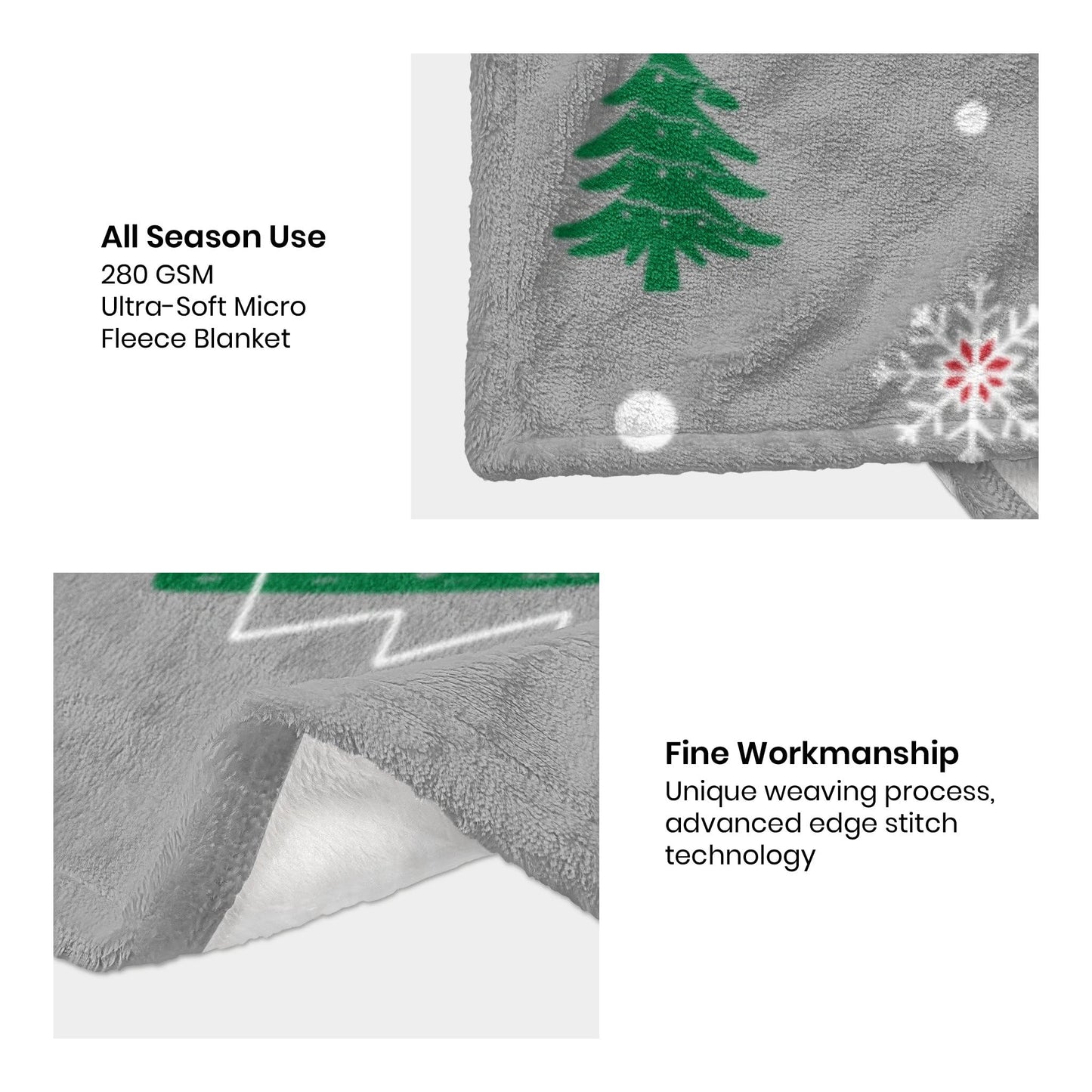 Christmas Snowman Throw Blanket Grey Christmas Fleece Blanket Soft, Plush, Warm Winter Cabin Throw, Christmas Throw for Sofa and Bed | Holiday Blankets and Throws 50X60 Inches
