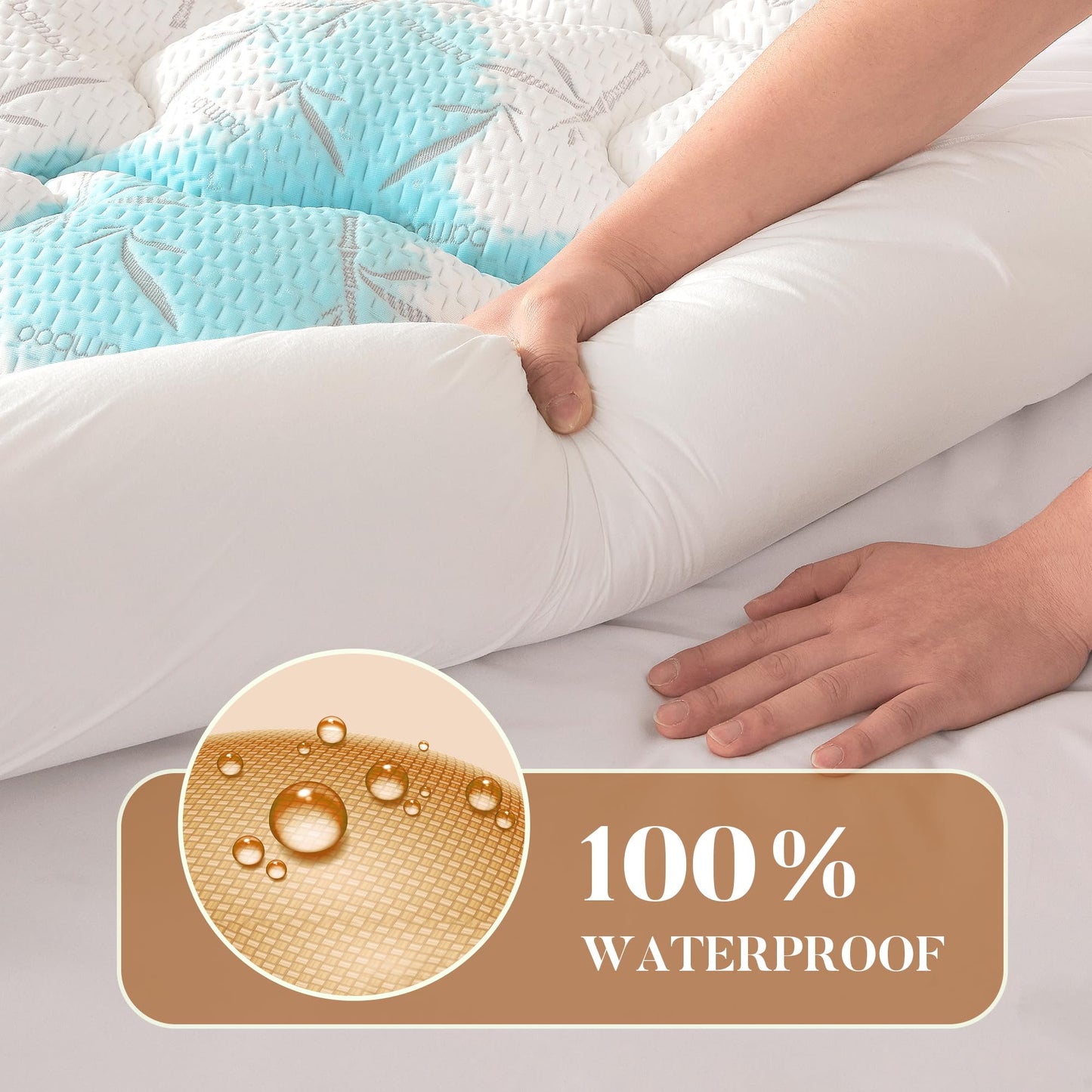 PRIMESOFT 100% Waterproof Queen Size Mattress Topper, Thick Pillow Top Mattress Pad，Up to 21 Inch Deep Pocket,Soft Breathable Mattress Pad for Back Pain, Protector Cover(White)