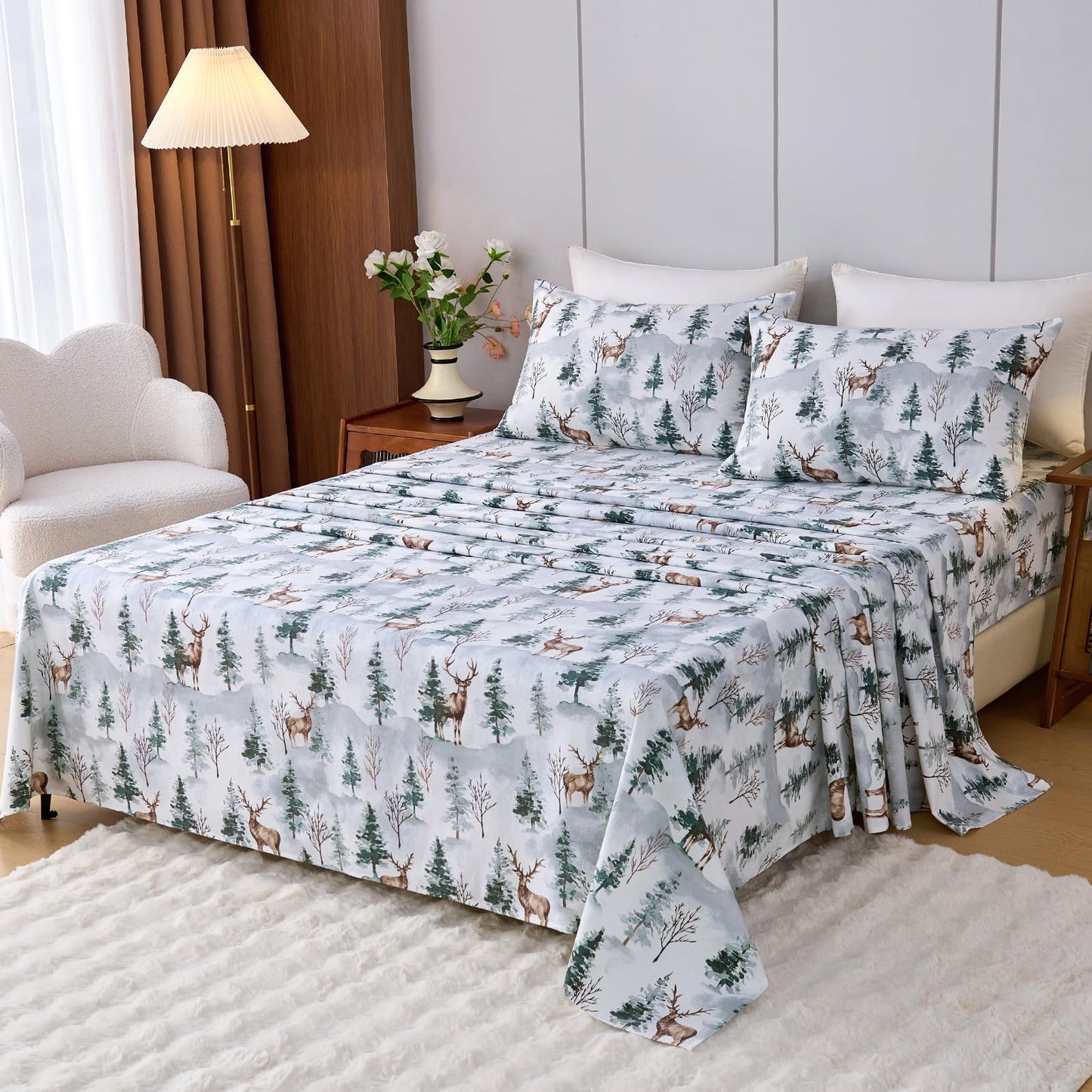 LANYETON 100% Cotton Flannel Sheets, Ultra Soft Cozy Warm Bed Sheets Set for All Season, 16" Deep Pocket, 3PC, Twin