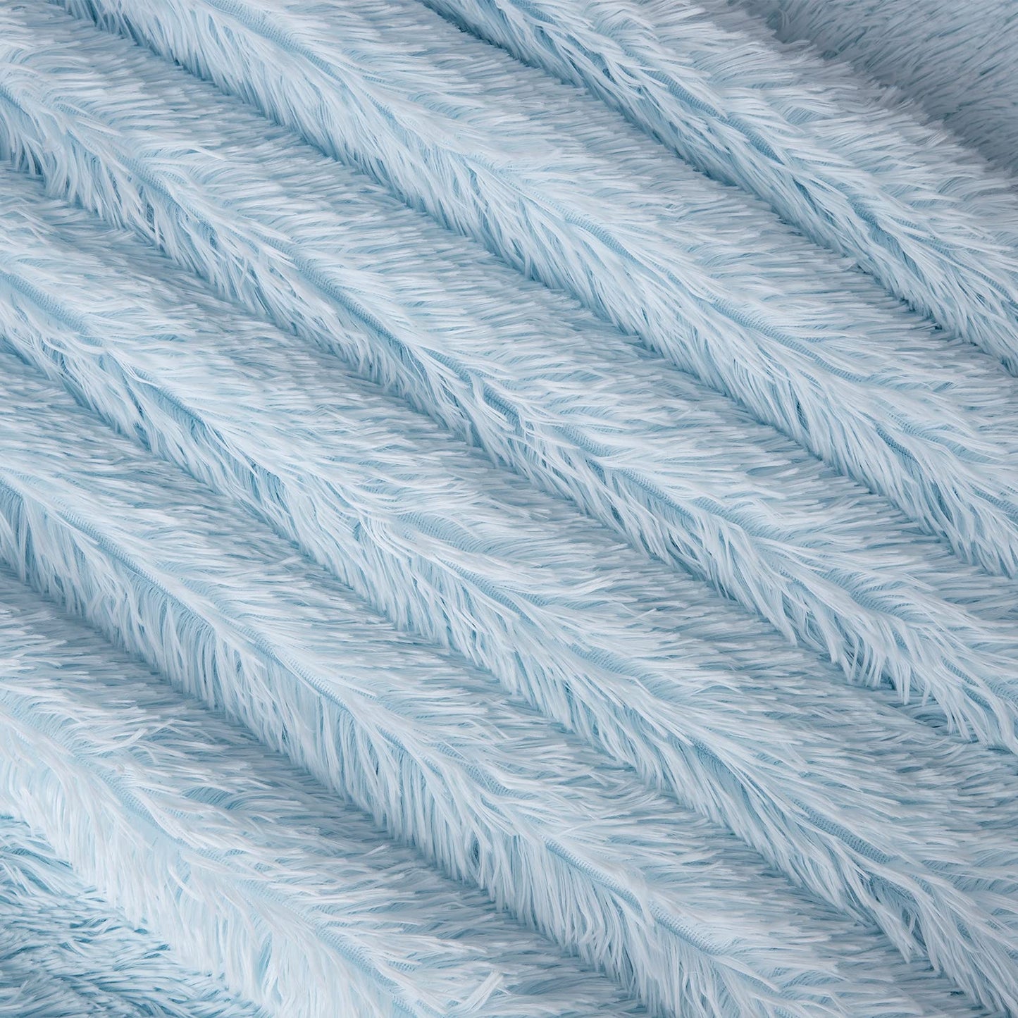 Faux Fur Throw Blanket, Super Soft Lightweight Shaggy Fuzzy Blanket Warm Cozy Plush Fluffy Decorative Blanket for Couch,Bed, Chair (Light Blue, 51"x63")