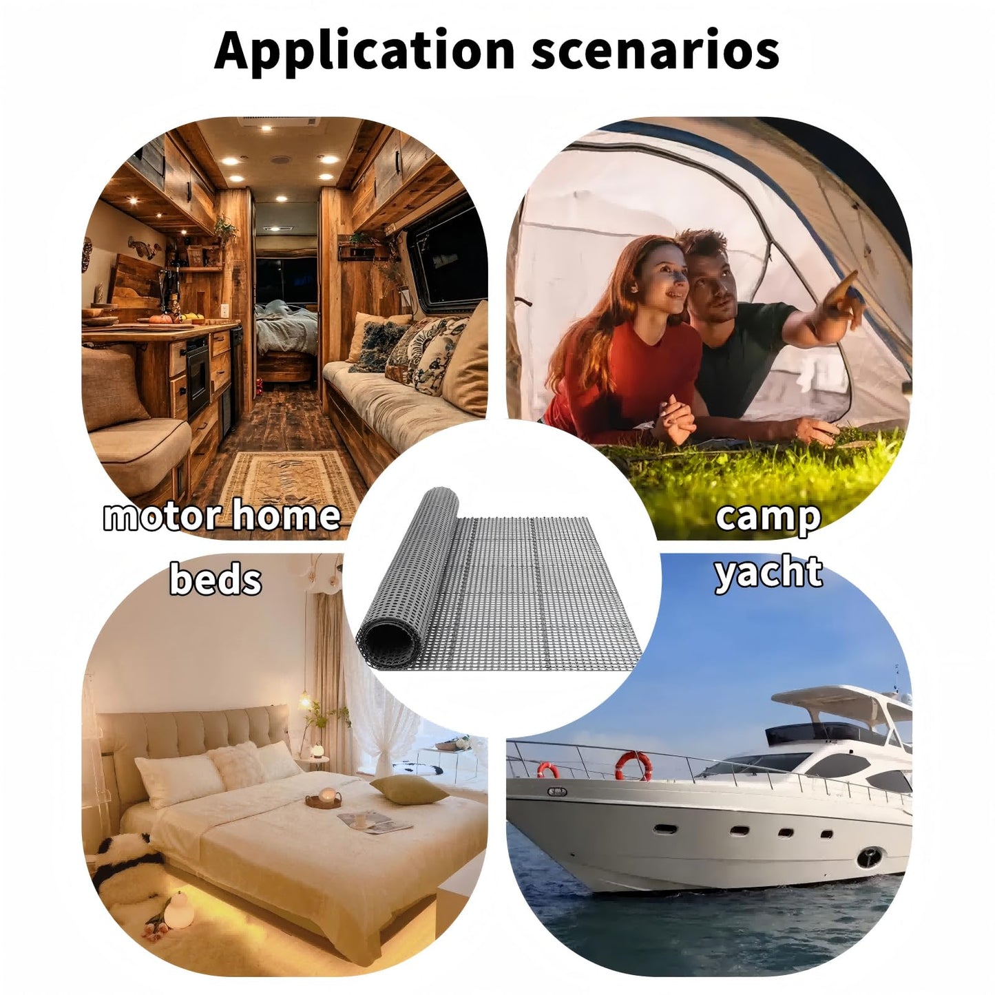 Plastic Ventilated Mattress Underlay Pad for RV Boat Camper- 83"x59" Queen Size Interlocking Modular Non Slip Design, Breathable Mesh RV Under Mattress Ventilation Air-Flow