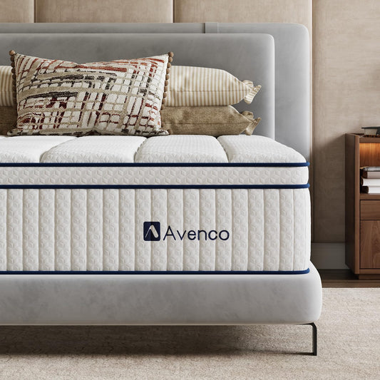 Avenco Twin Mattress 10 inch, Twin Hybrid Mattress with Individual Pocket Spring and Gel Memory Foam for Cool Night, Relieve Pressure, Balance Support, CertiPUR-US Mattress in a Box, Medium Firm