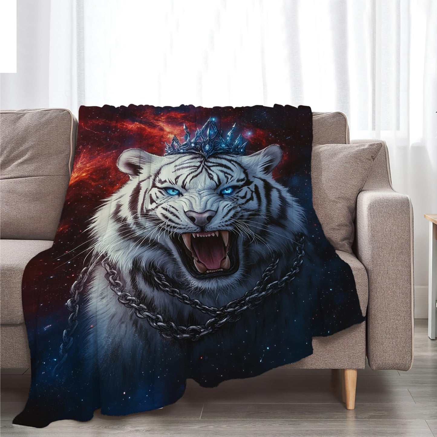 Tiger Blanket, Animal Throw Blanket, Tigers Gifts, Animals Blankets, White Tiger Stuff Fleece Flannel Plush for Women Men Boys Girls Lovers Adults Soft Bedding for Sofa Bed Office Home Decor 40"X50"