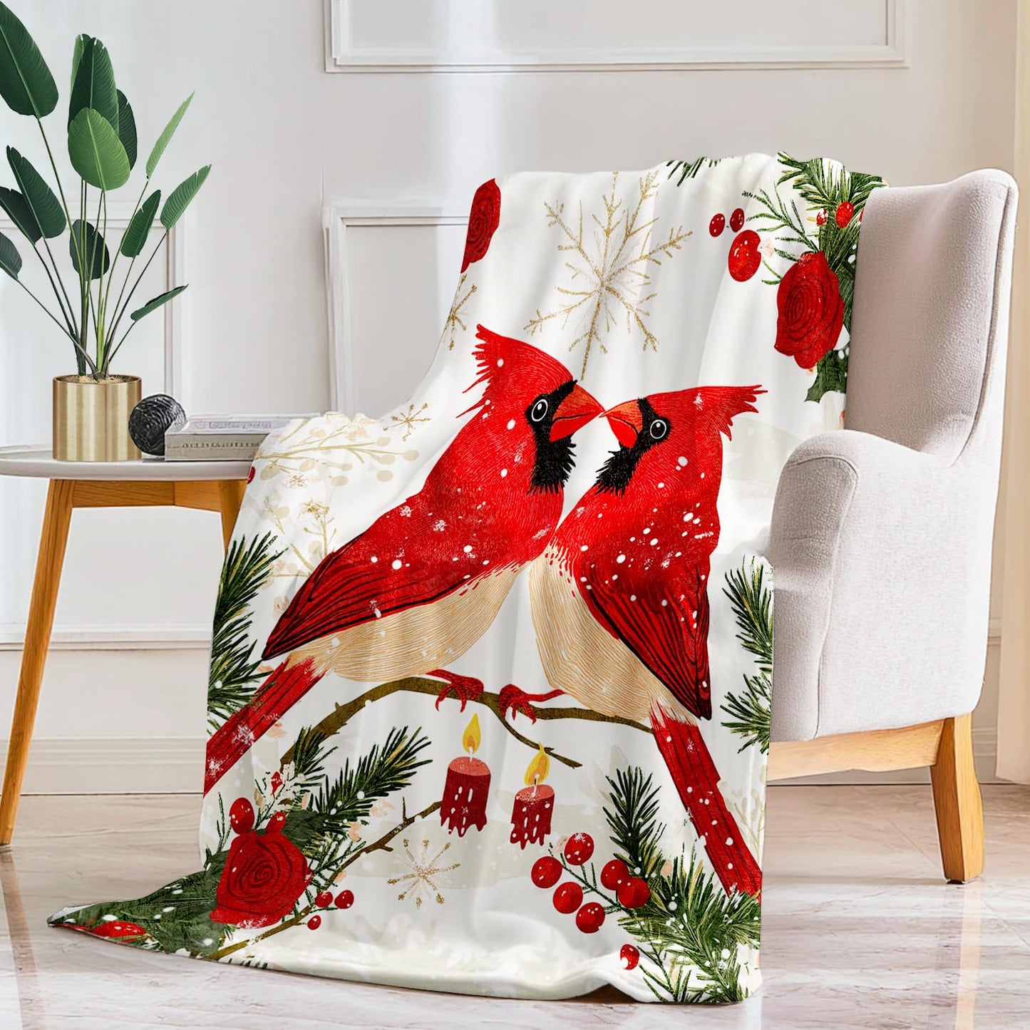 Cardinal Blanket Cardinal Fleece Throw Blanket Super Soft Fuzzy Plush Cozy Warm Cardinals Decor Stuffed Bedding Blankets Gift for Boys Girls Men Women Kids & Adult 50"x40"