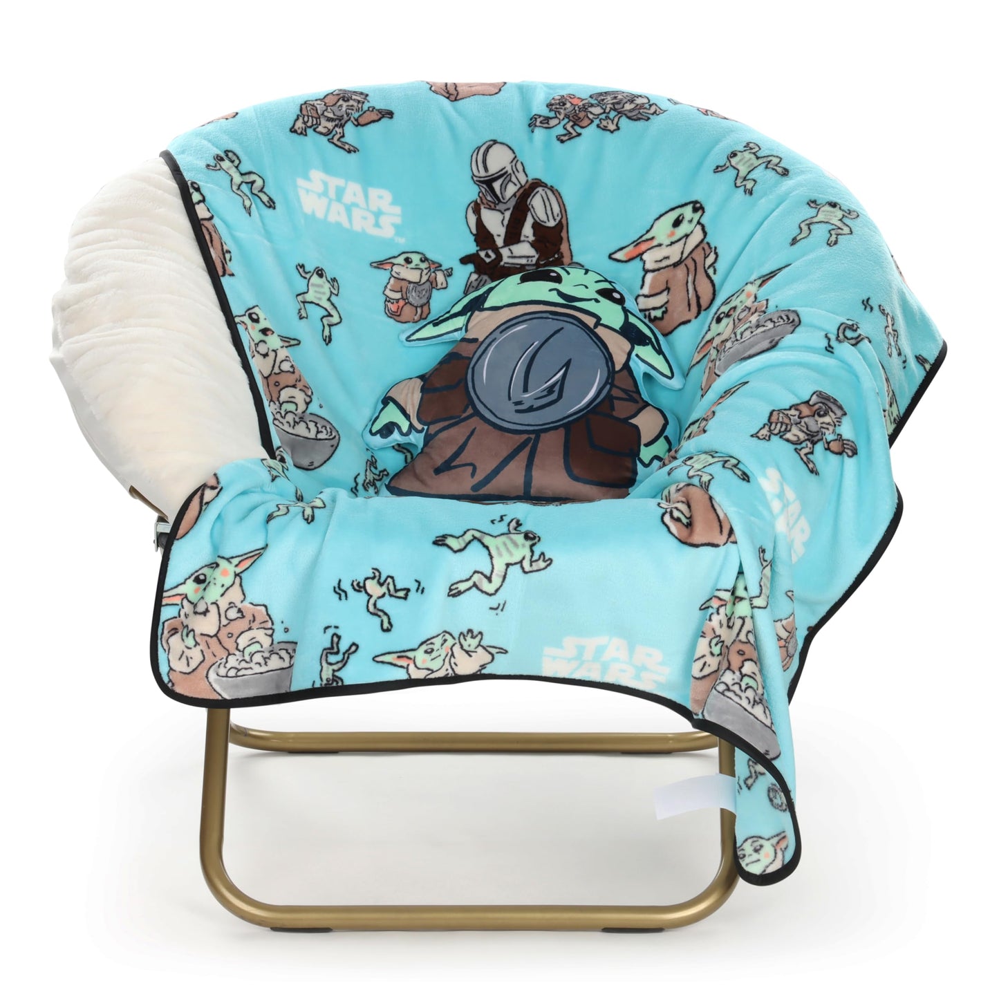 Jay Franco Kids Nogginz Set – 12" Inches Nogginz Pillow & 40" x 50" Inches Cozy Plush Throw Blanket, Ultra-Soft Character Nap Set for Travel, Bedroom & Couch Décor, Multi - Star Wars Mandalorian