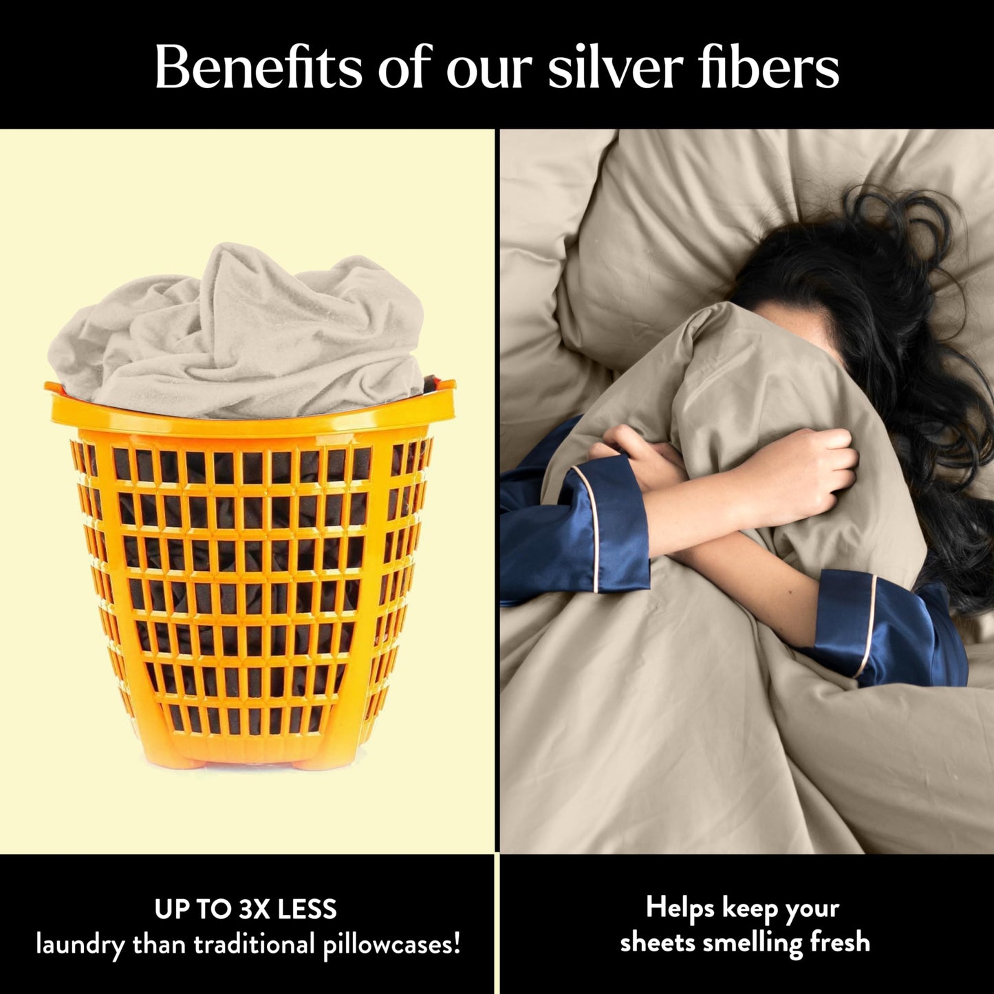 Miracle Made Soft, Breathable Cotton Pillowcase Set, 2-Piece – Silver-Treated, Cool-to-the-Touch Covers for a Fresher-Feeling Sleep Surface – Standard Size, Sand
