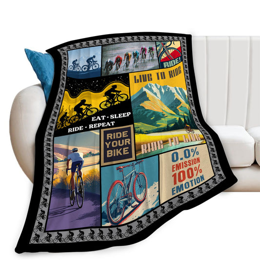 Bicycle Cycling Blanket Mountain Biking Lover Throw Blankets Gifts for Girls Boys Kids Soft Cozy Fleece Plush for Couch Sofa Bed 50"x40"