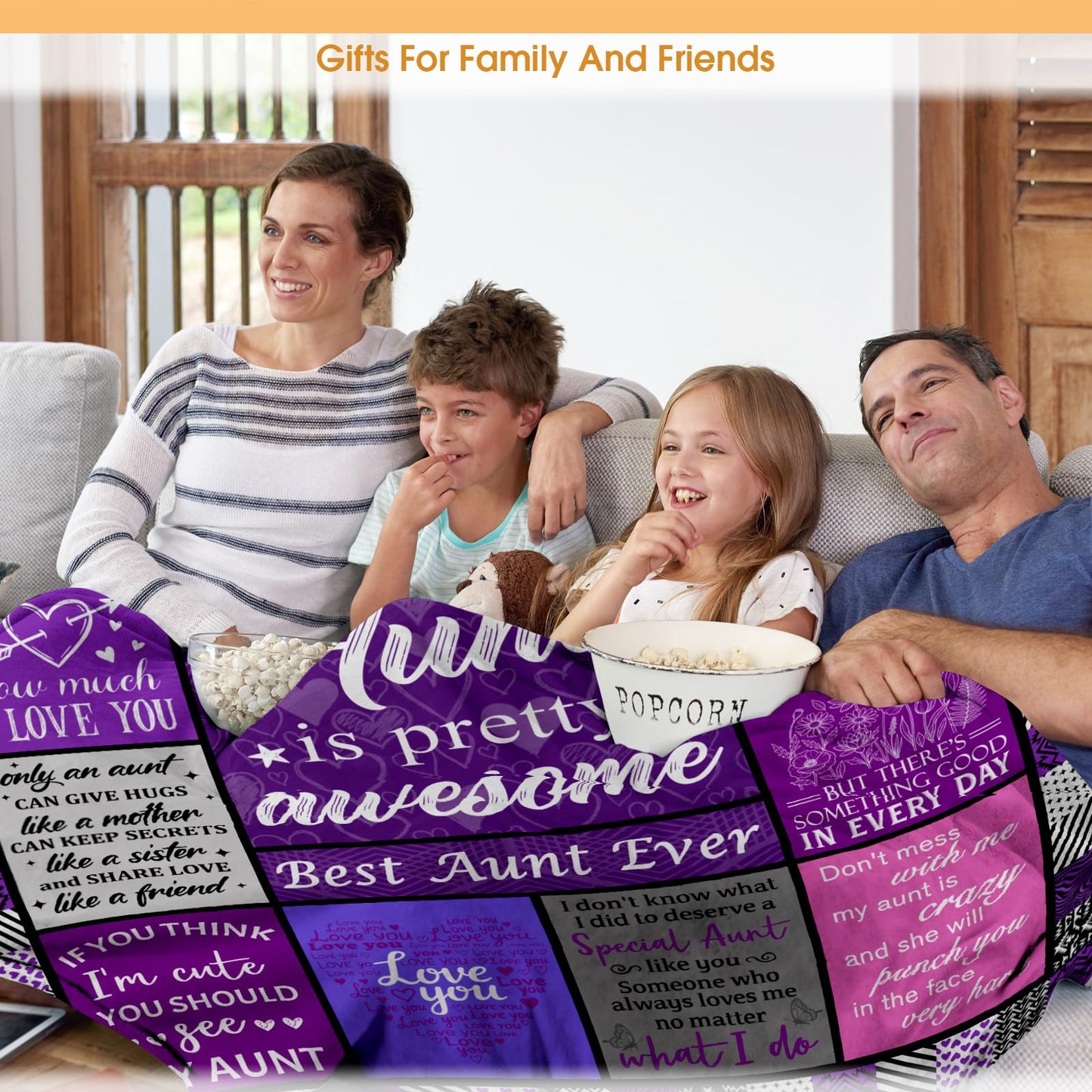 Hohoto Gift for Aunt, Auntie Gifts from Niece and Nephew, Throw Blanket for Birthday Mother's Day Christmas, Cozy Blanket for Couch Sofa Bed 50"x60"