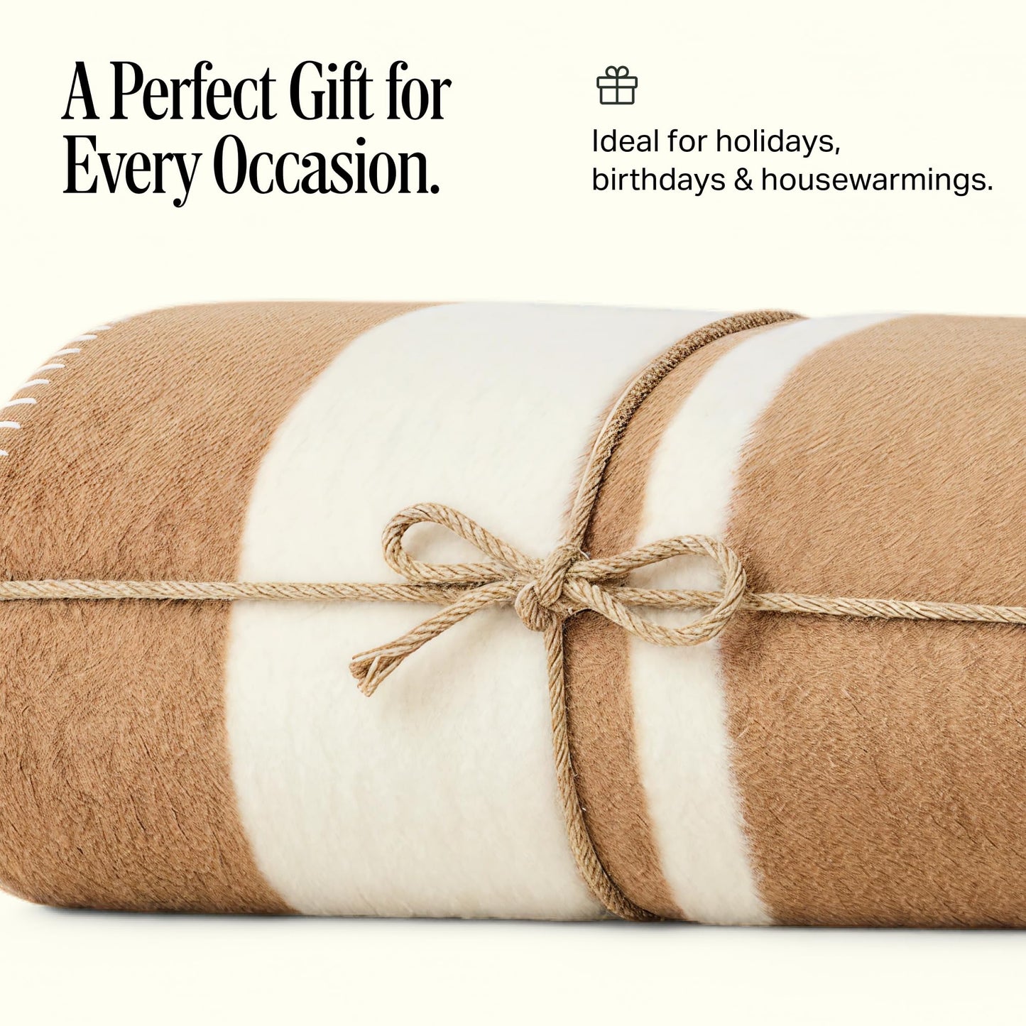 Preston Lane Highrise Throw Blanket – 50" x 70", Premium Cotton-Blend, Soft and Fluffy Throw for Couch, Bed, or Living Room, Cozy and Warm, Made in Portugal, Camel