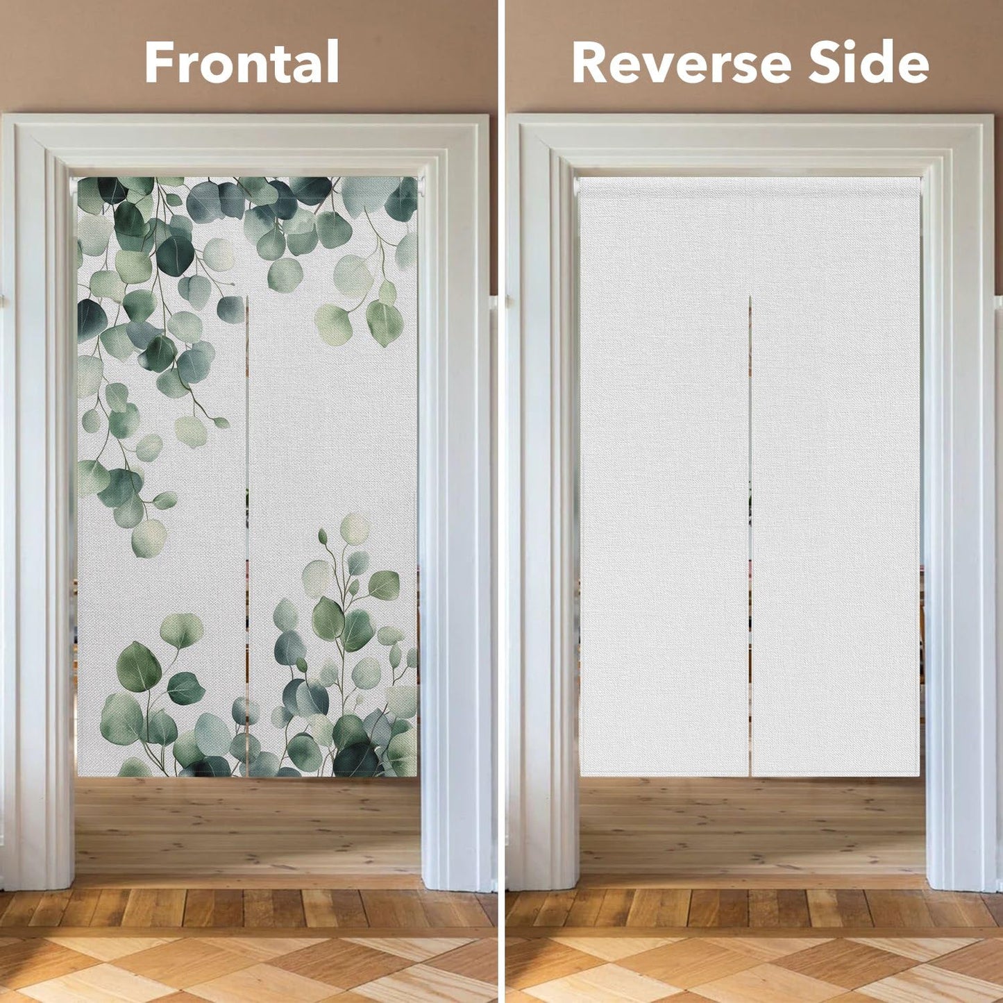 Leowefowa Green Leaves Eucalyptus Doorway Curtain Tapestry Panel for Wall Hanging Japanese Noren Bedroom Partition Kithchen Divider Bathroom Door Decor, 33.5"x 70.9"