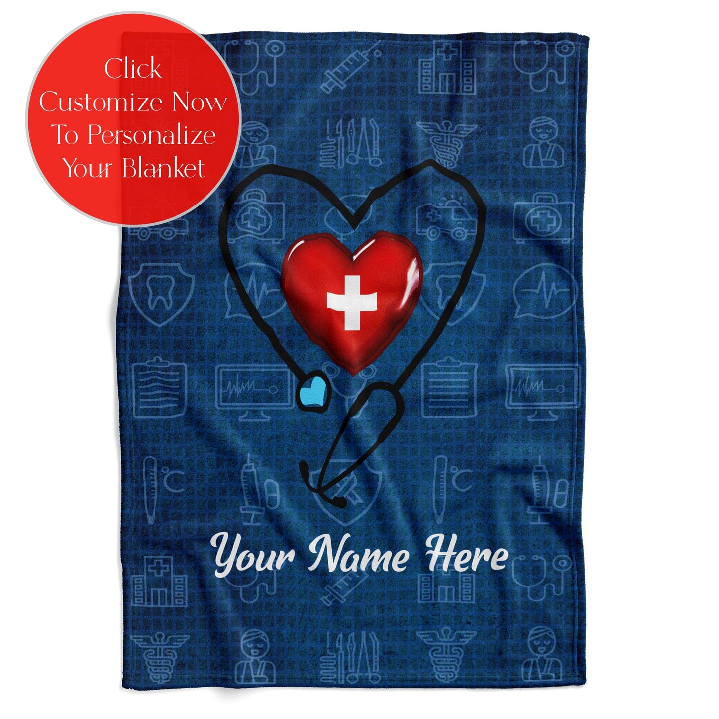 Customized Nurse Blanket - Ships Next Day, Printed in USA - Soft Fleece or Sherpa Blanket - Personalized Throw, Nurse Appreciation