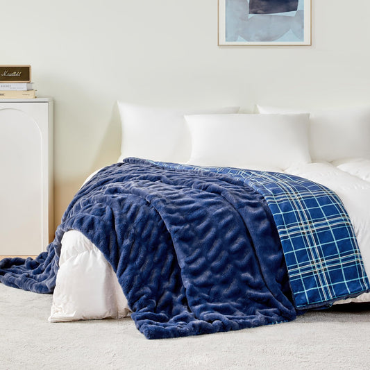 ALPHA HOME Blanket Soft Throw Blanket, Lightweight Fluffy Throw Blanket Throw Size, Luxury Home Decor Throw Blankets for Couch, Sofa, Bed, Blue