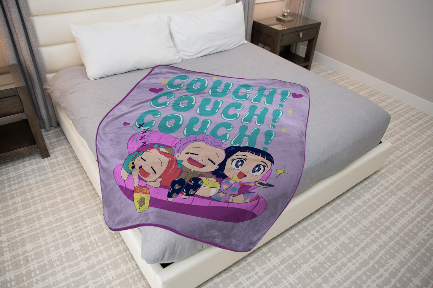 Jay Franco Kids Plush Throw Blanket – Ultra Soft Cozy Plush Fleece for Bed, Couch, Sofa, Home Décor, Official Licensed Huntrix, Purple - Kpop Demon Hunters, 46x60 - Throw Blanket